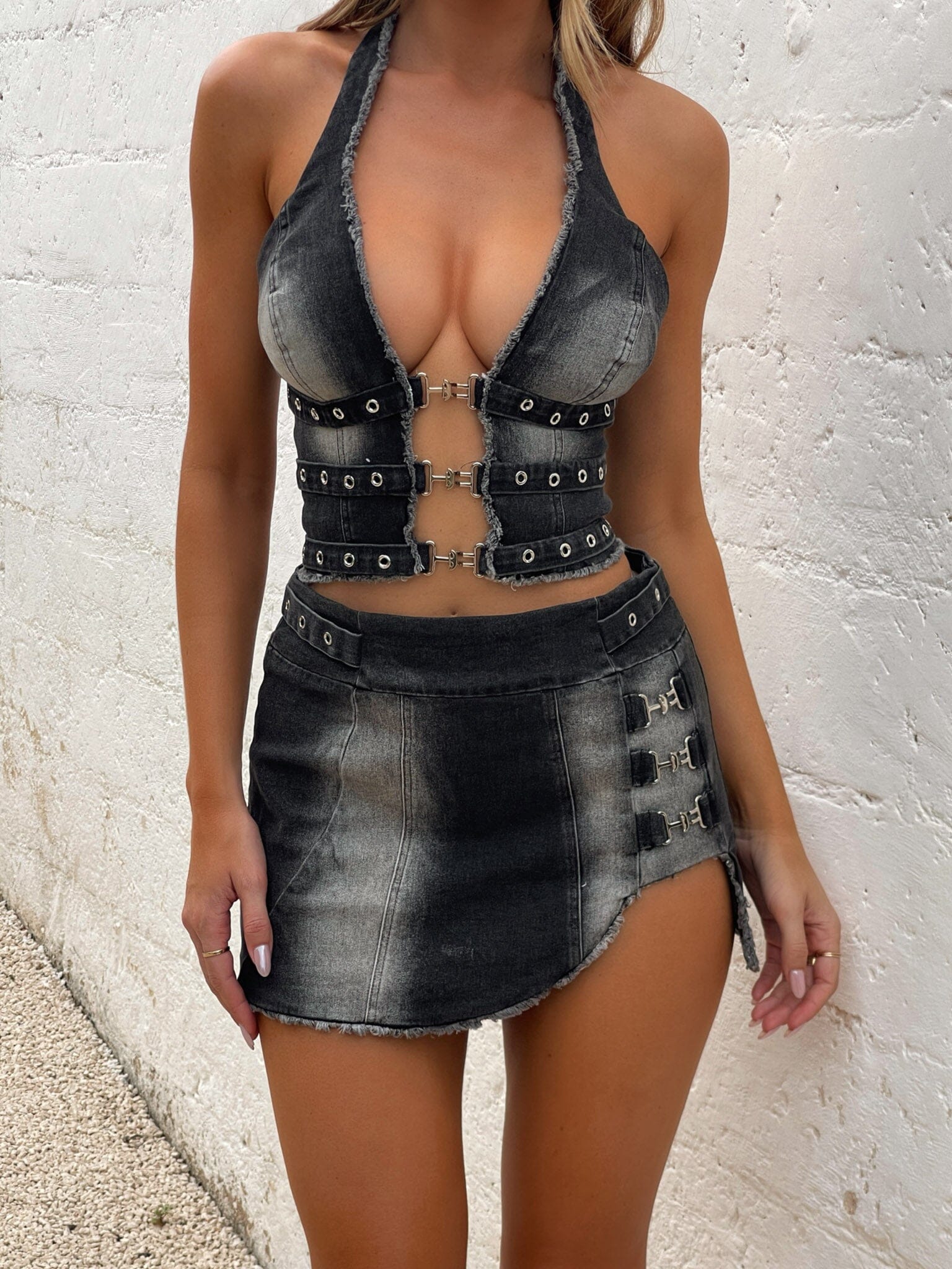 SAMANTHA DENIM TOP DARK WASH DENIM