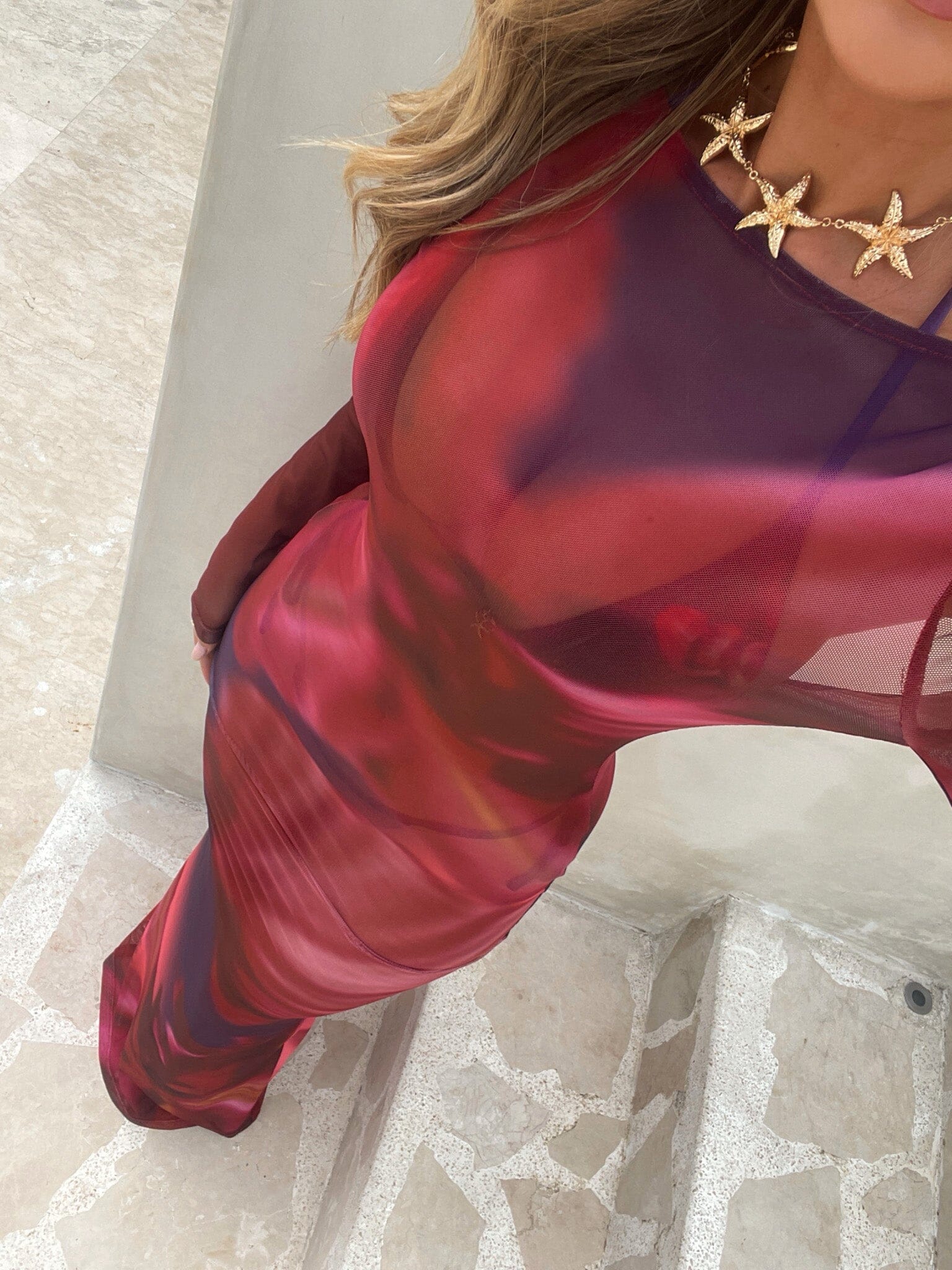 CANCUN LONG SLEEVE MAXI DRESS TWILIGHT