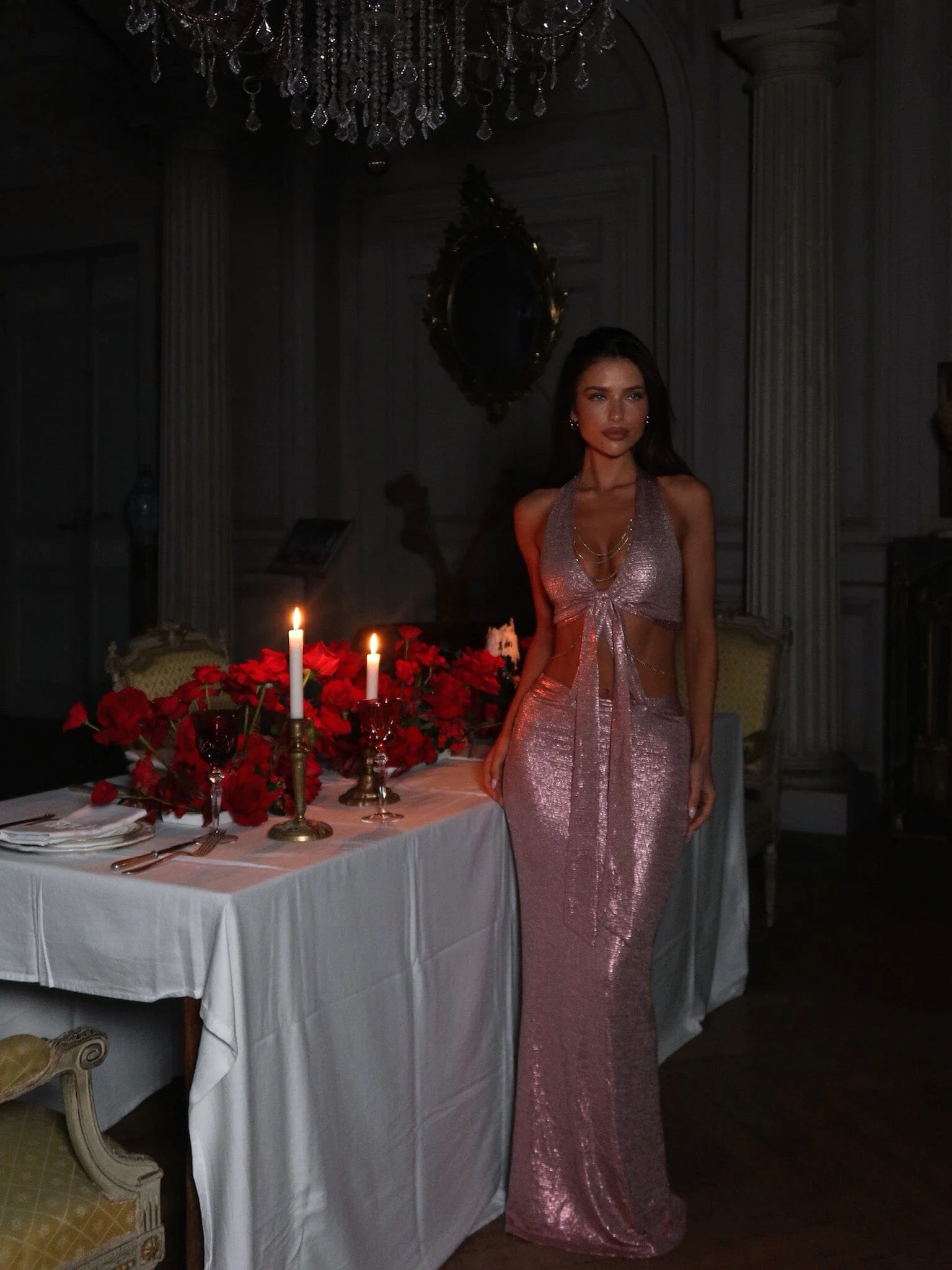 ZELLA MAXI DRESS METALLIC PINK