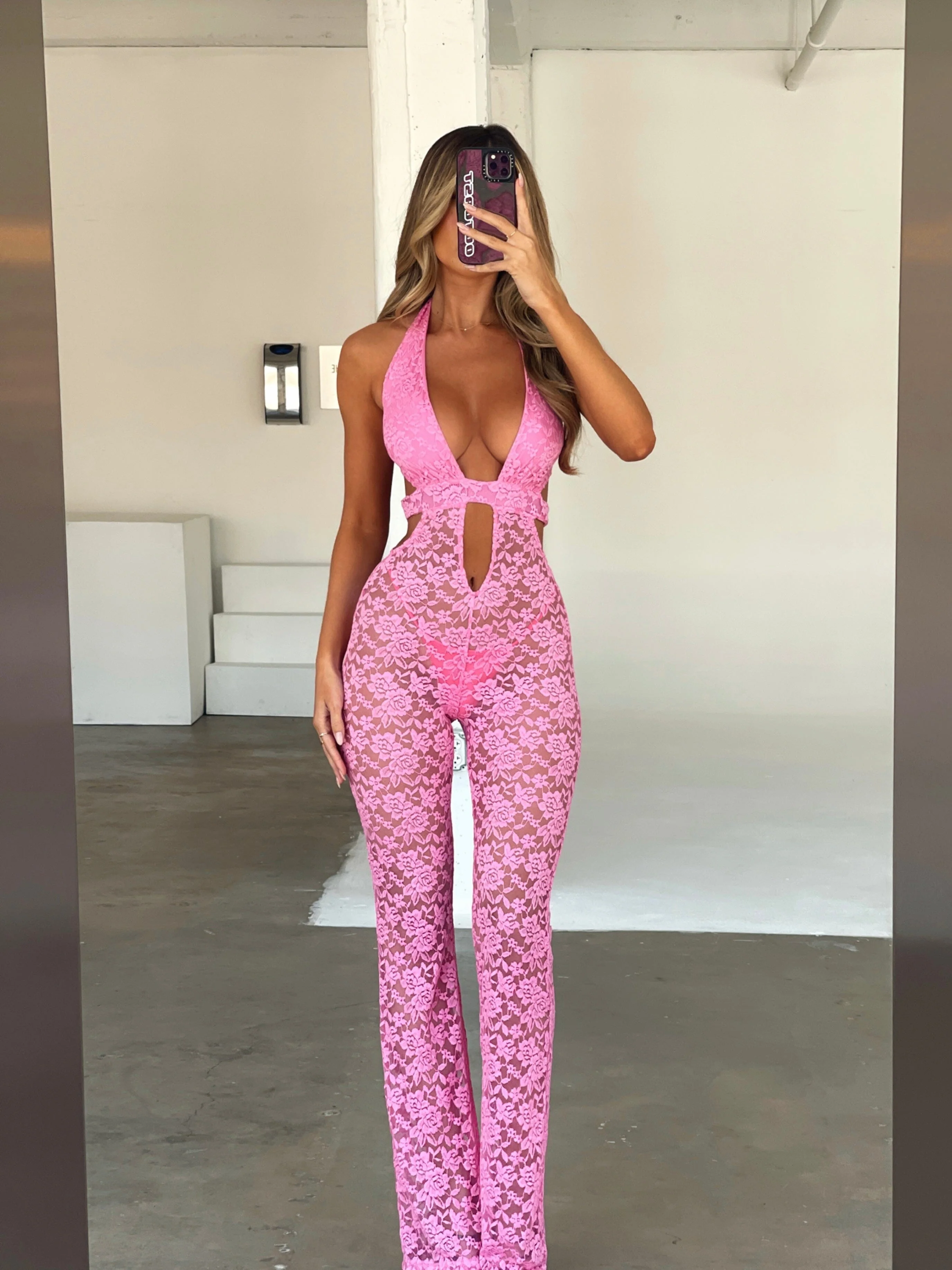 SUEDE JUMPSUIT PINK