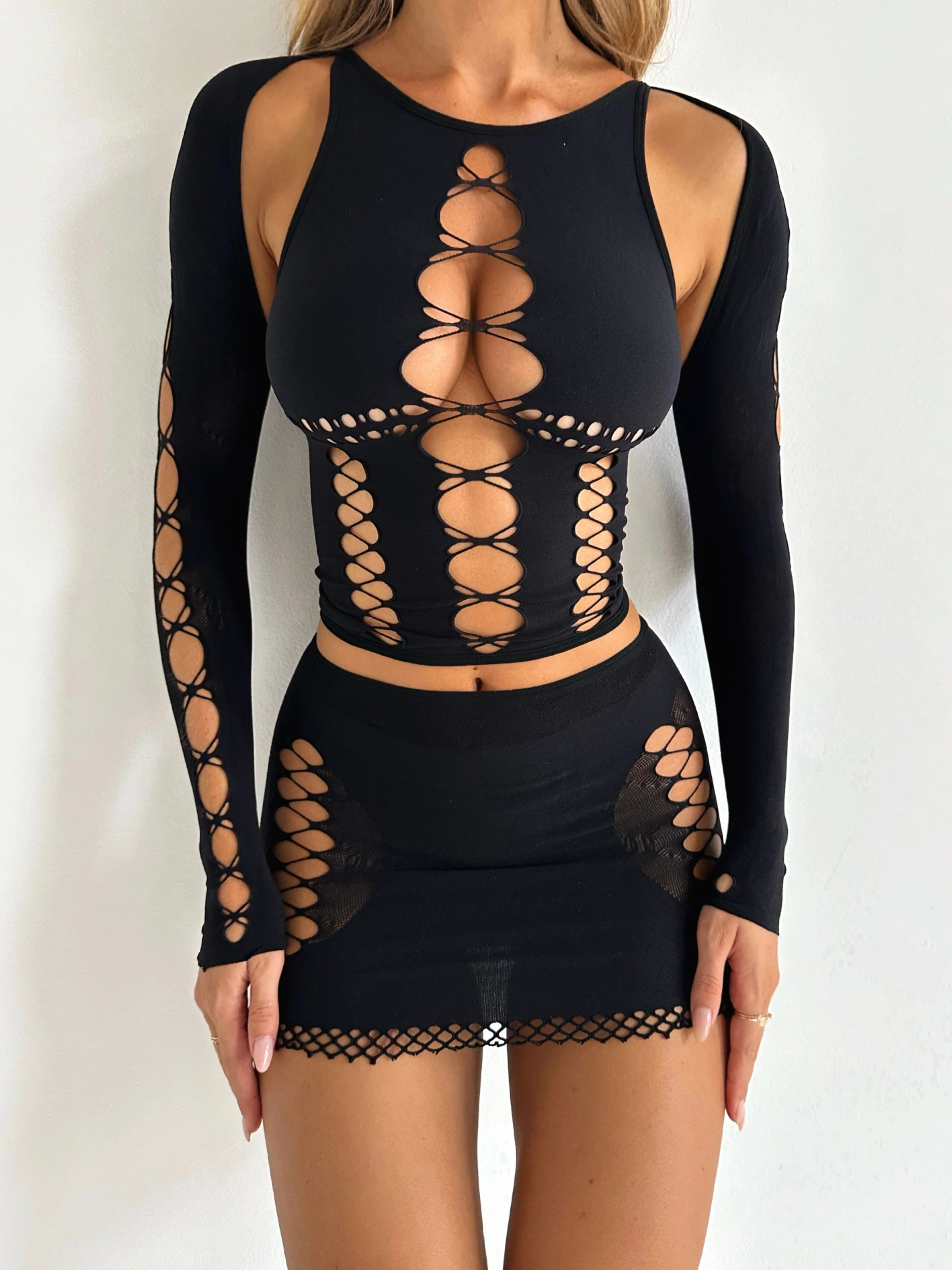 OASIS STOCKING TOP BLACK