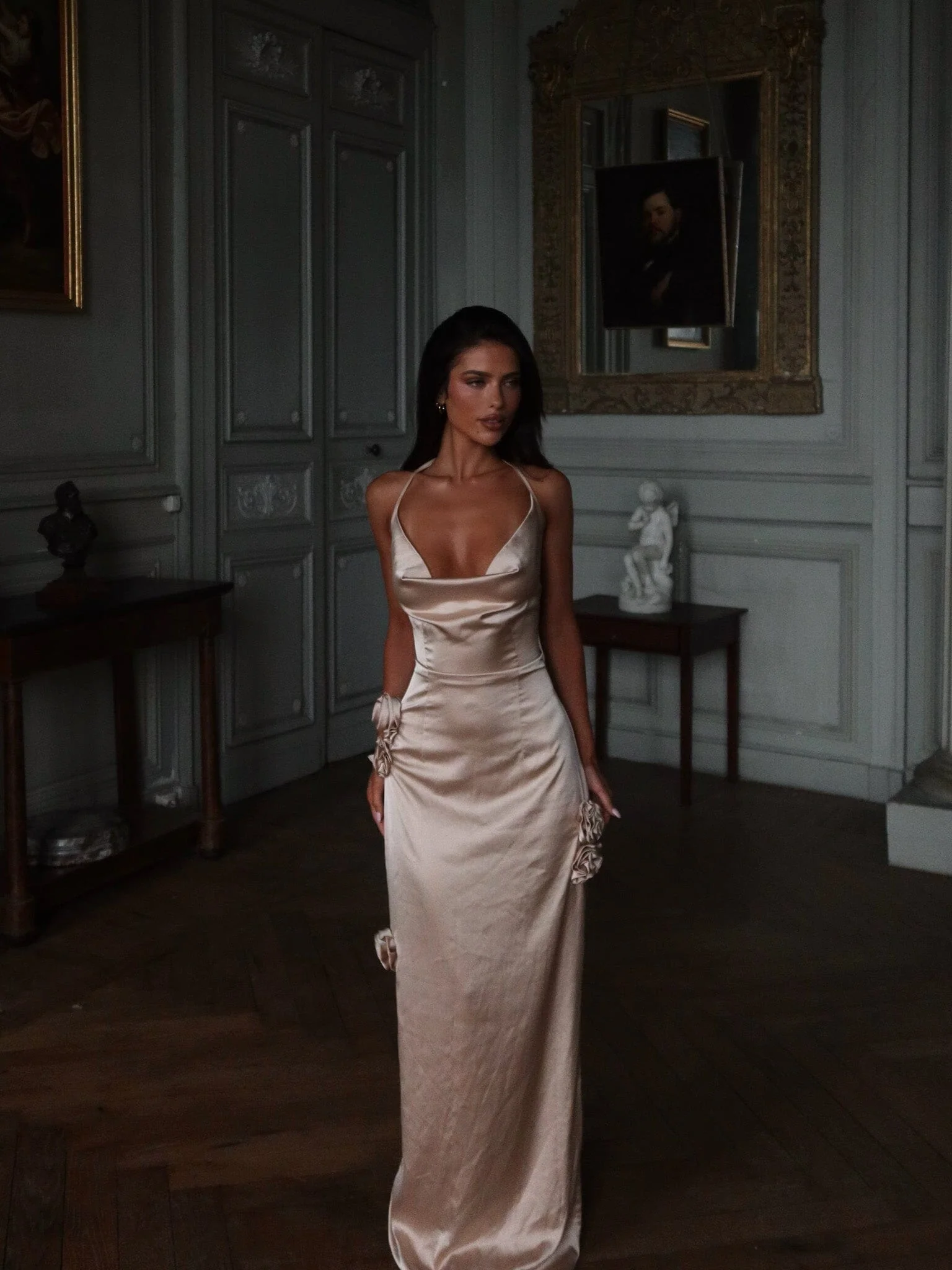 ABELLA SATIN MAXI DRESS CHAMPAGNE