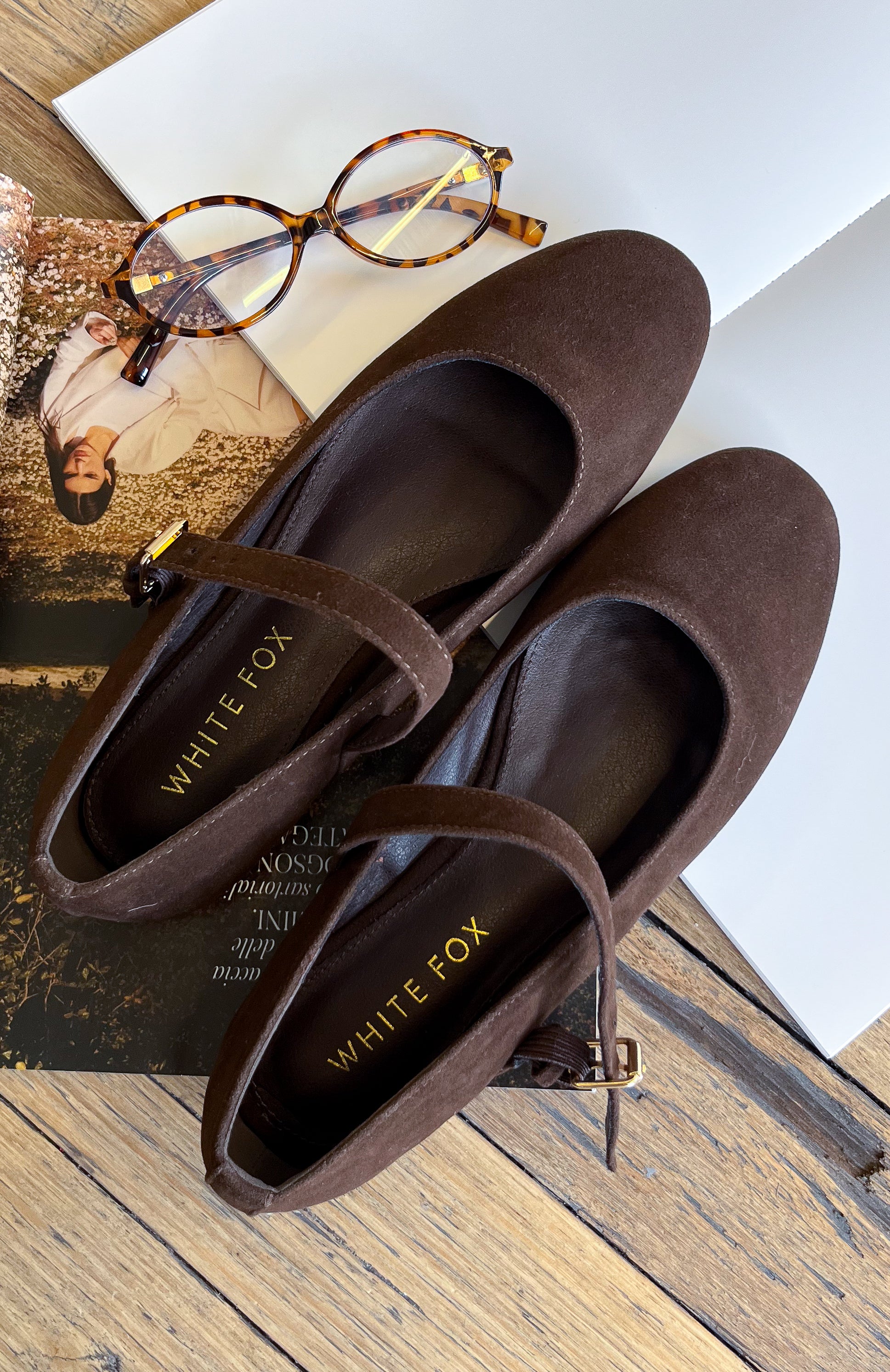 Tayla Ballet Flats Chocolate Faux Suede