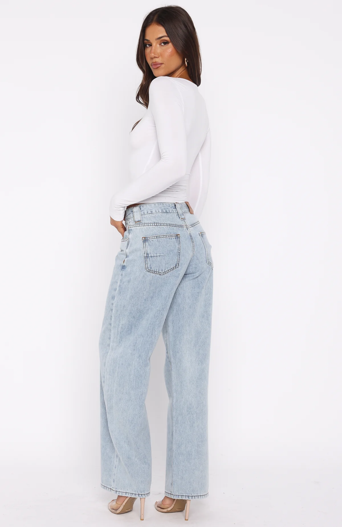 Clarissa Low Rise Wide Leg Jeans Mid Blue