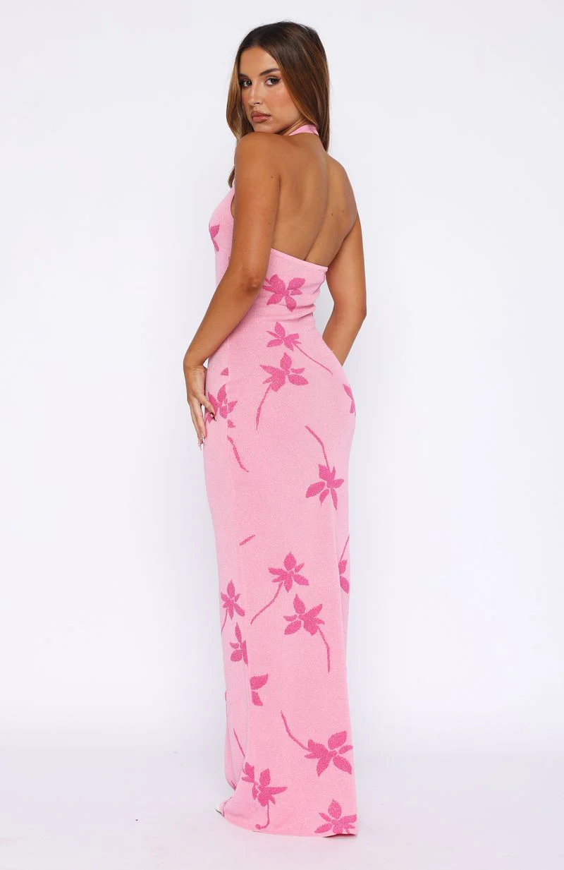 Chasing Heaven Knit Maxi Dress Pink