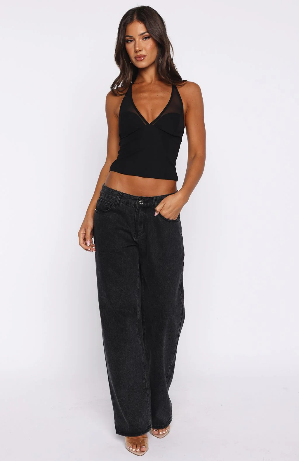 From The Skies Halter Top Black