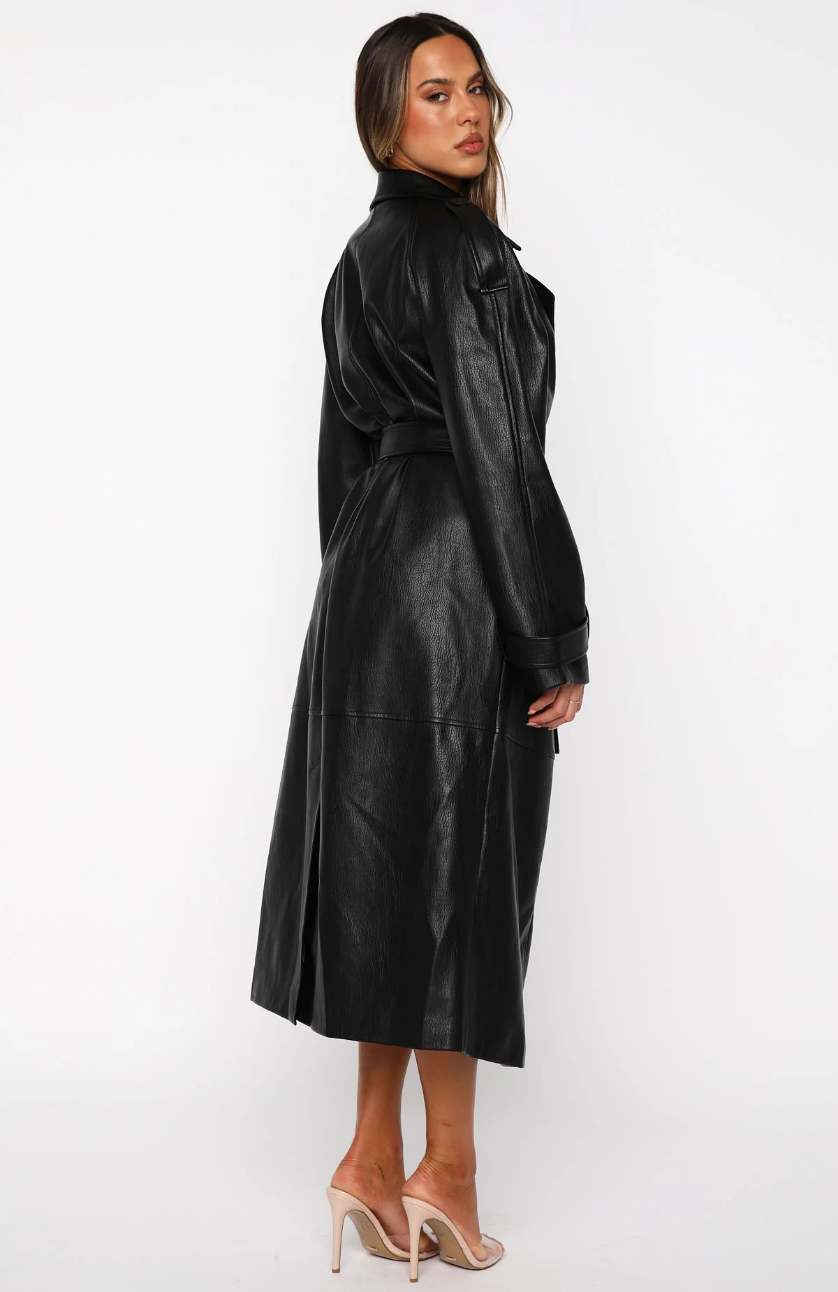 Do I Ever Pu Trench Coat Black