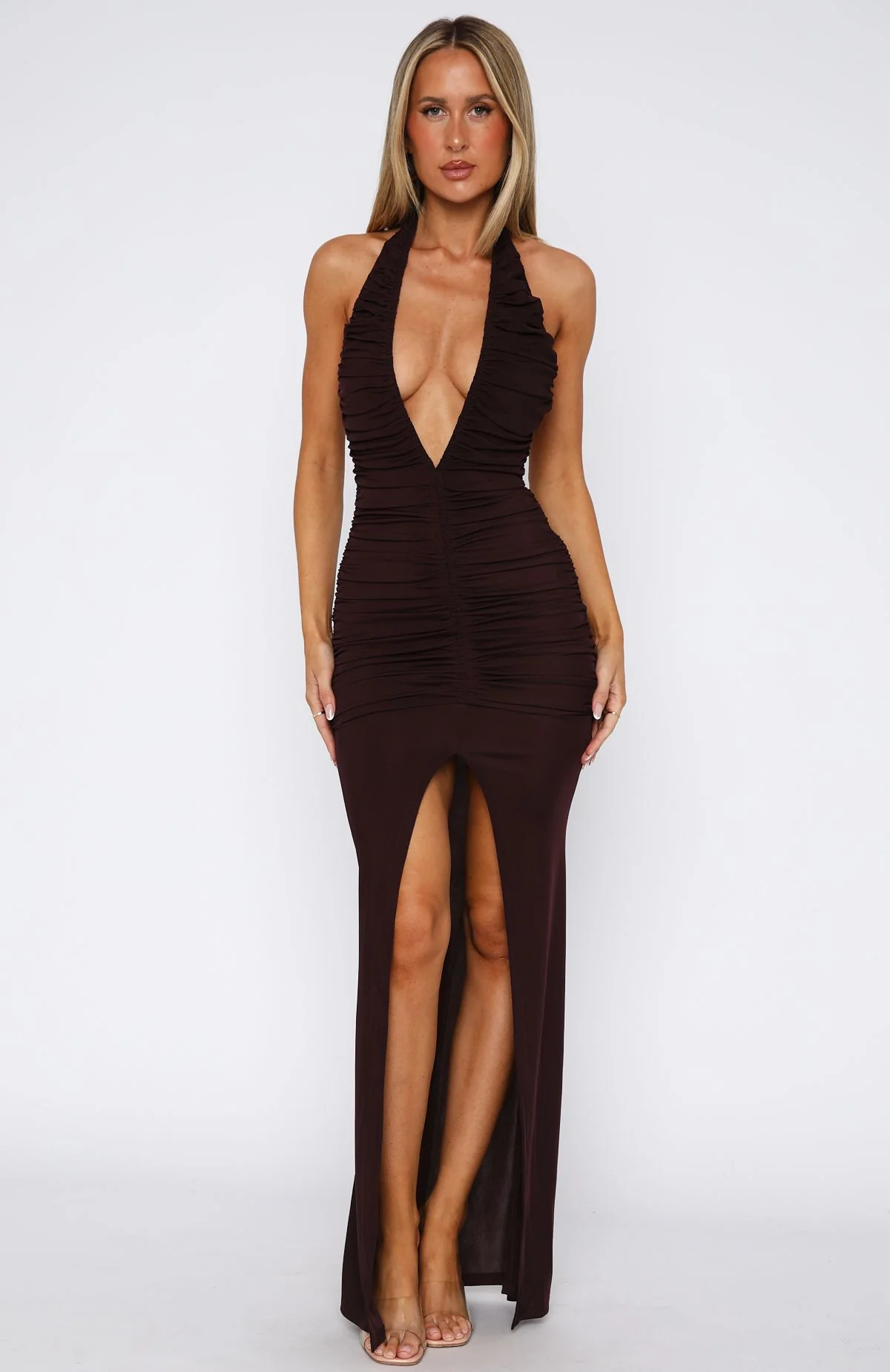 Keep Me Close Maxi Dress Chocolate