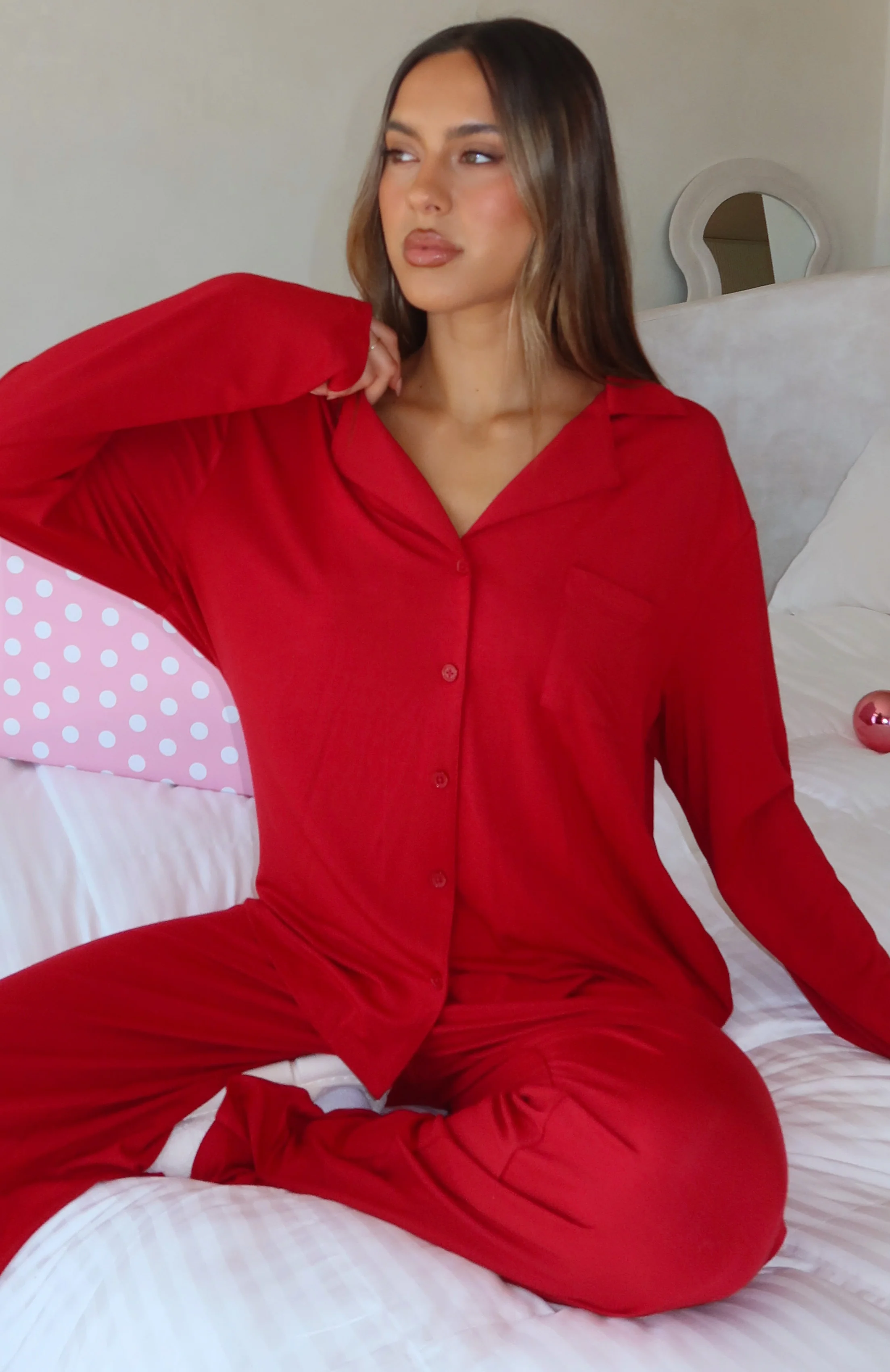 Pillow Talk Long Sleeve Pyjama Set Red