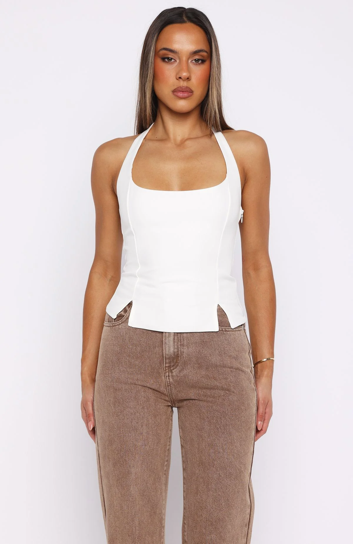 I'm Next Halter Top Off White