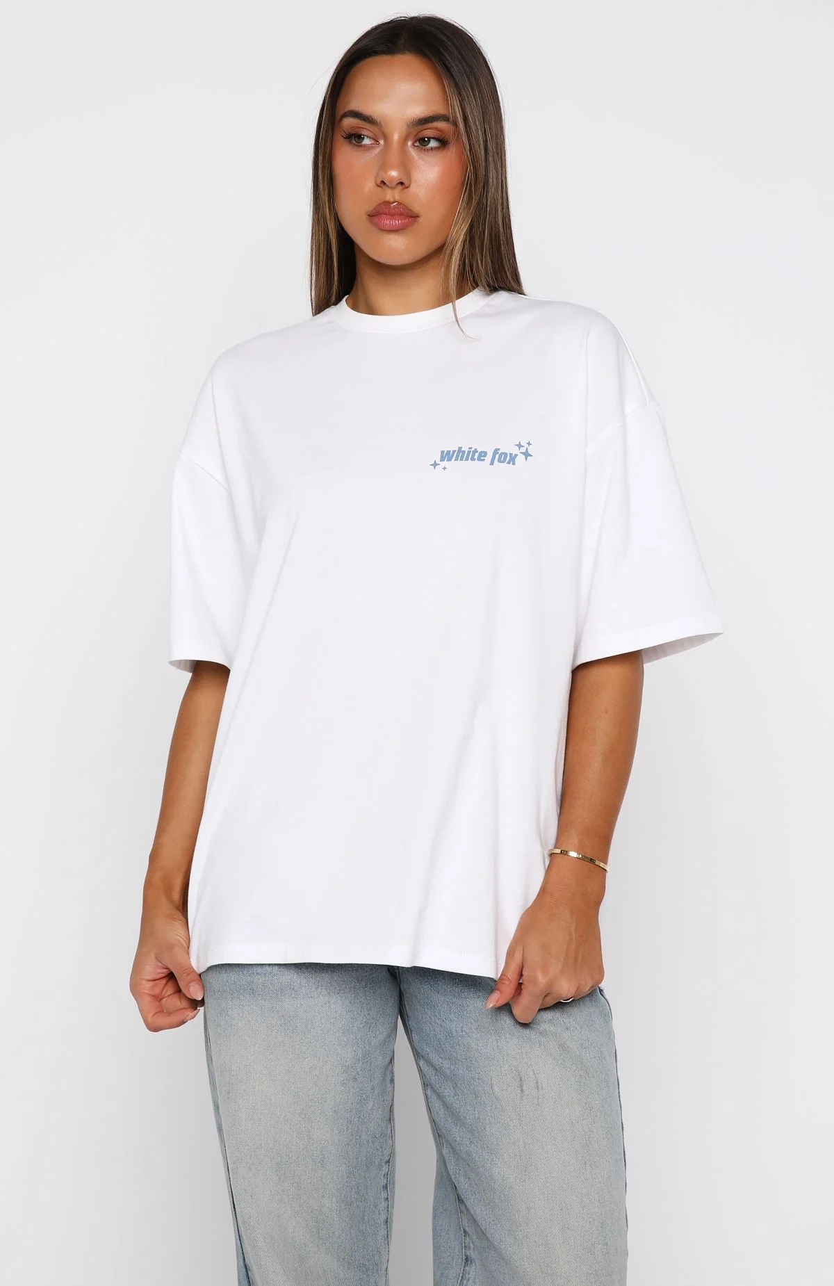 Pretty In Print Oversized Tee White