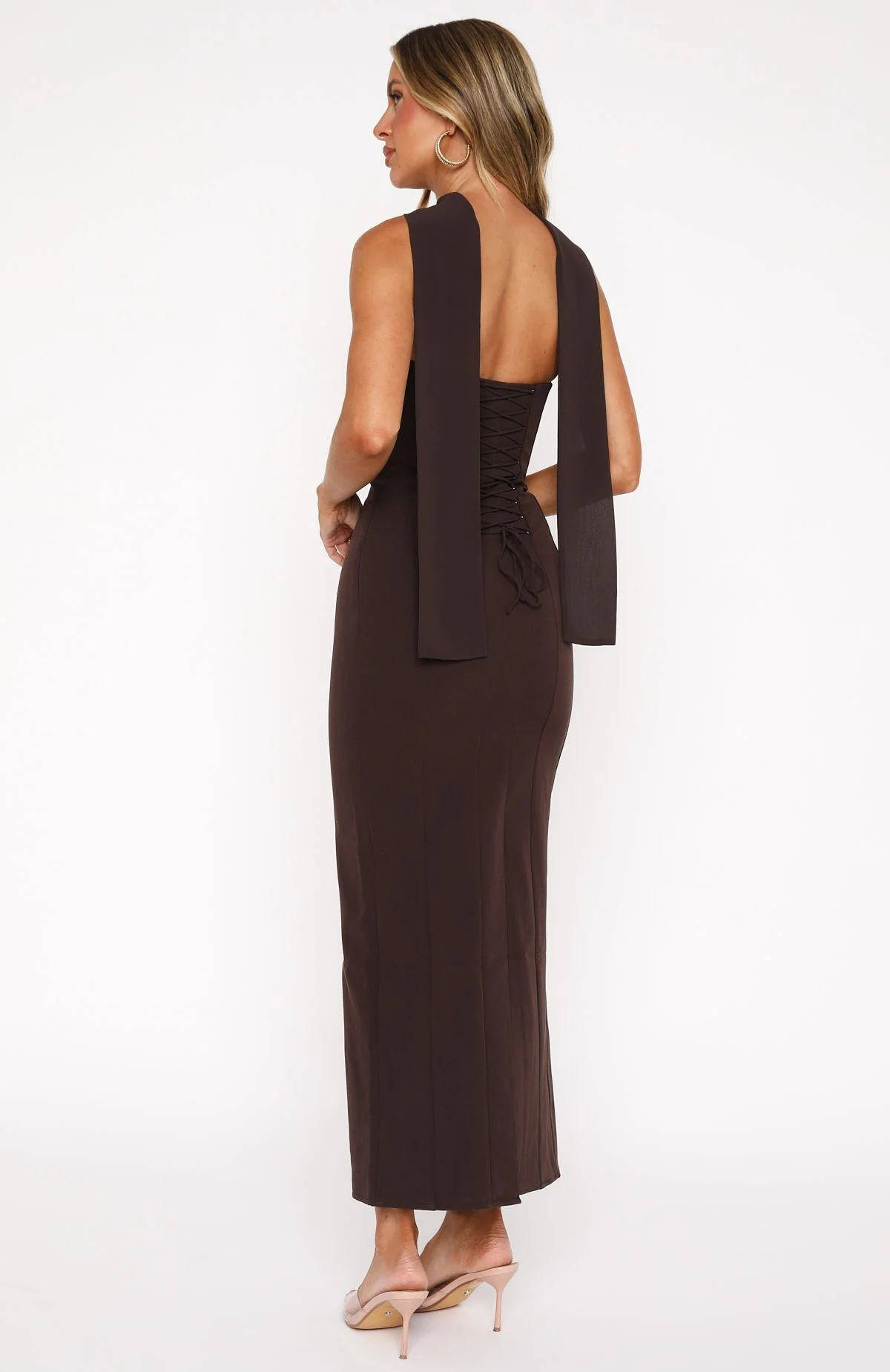 Raining Hearts Strapless Maxi Dress Chocolate