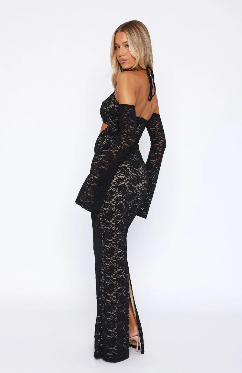 My Whole Heart Lace Maxi Dress Black