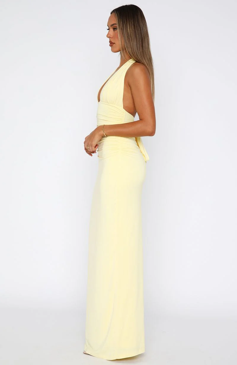 Say What You Feel Halter Maxi Dress Lemon
