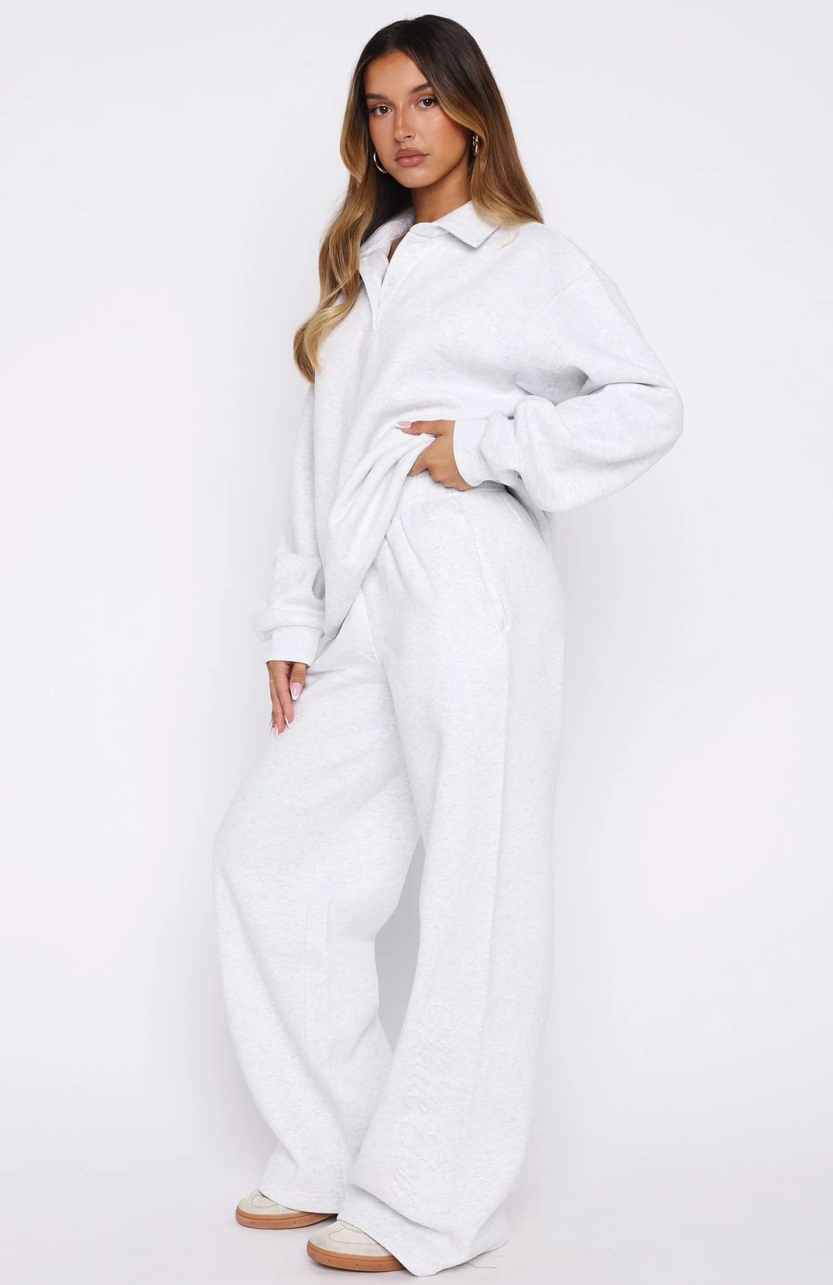 Chill Moves Wide Leg Sweatpants Grey Marle