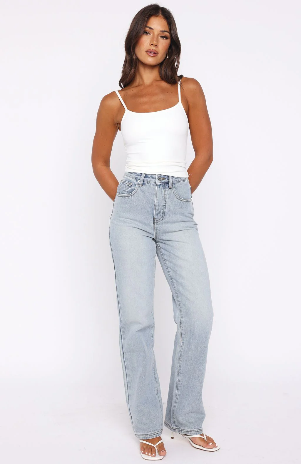 Alyssa High Rise Straight Leg Jeans Light Blue