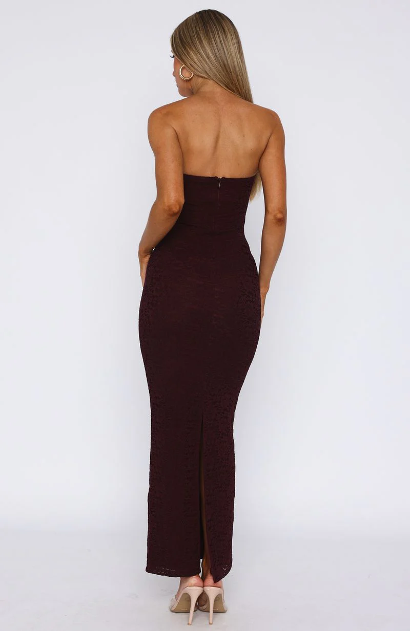 Mad Love Strapless Maxi Dress Burgundy