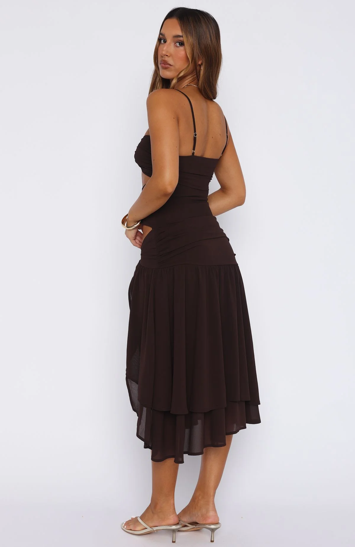 Dancing In Greece Midi Dress Chocolate