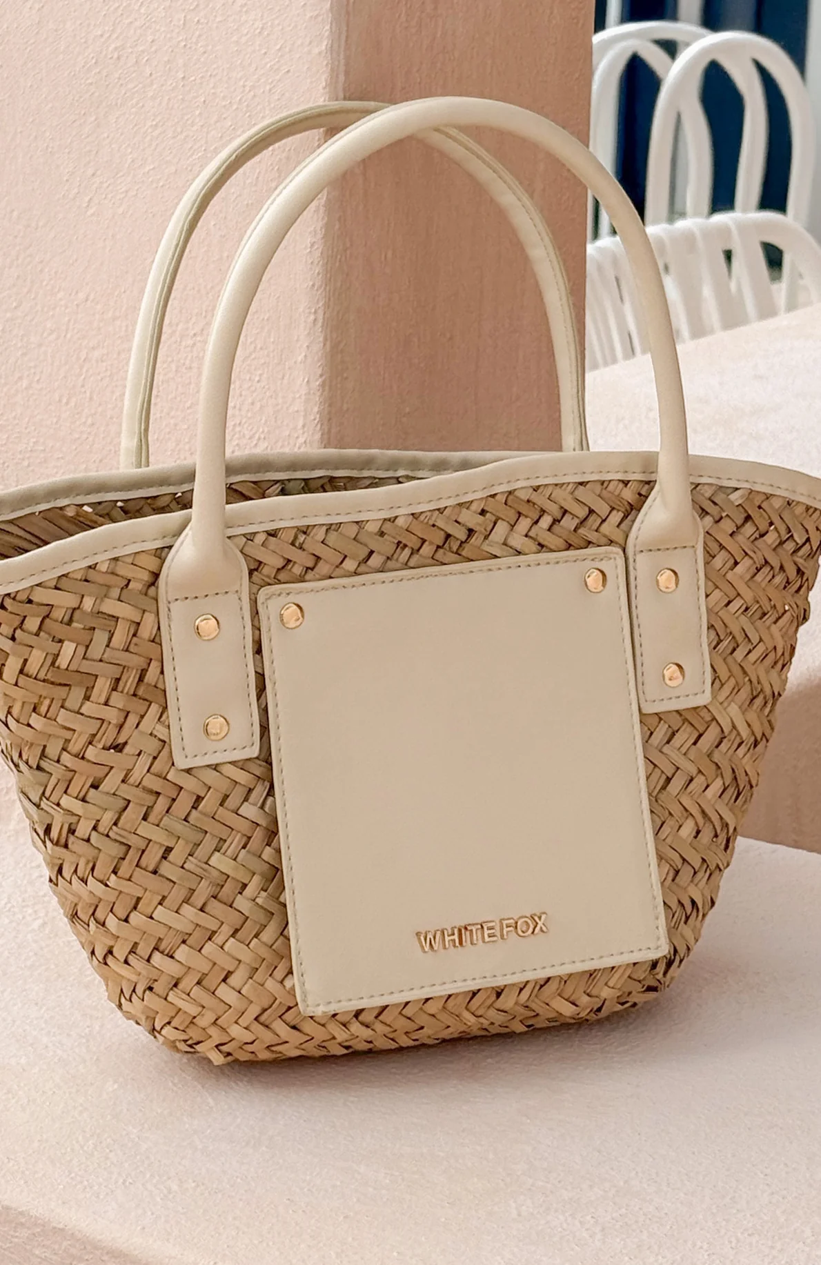 Vivienne Straw Top Handle Bag Cream