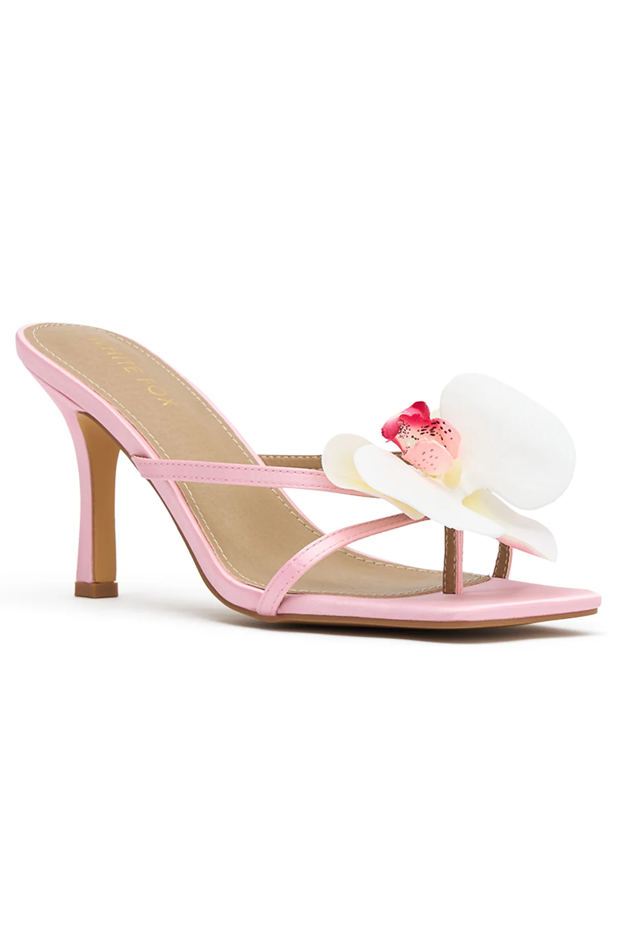 Megan Orchid Mules Pink Satin/White