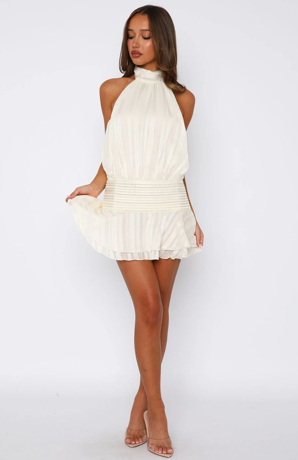 Captivate My Focus Mini Dress Cream