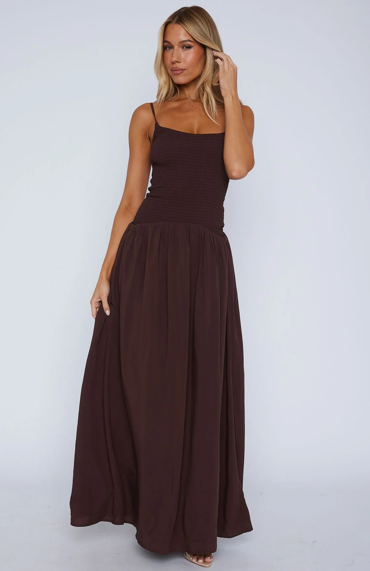 Too Many Questions Maxi Dress Chocolate