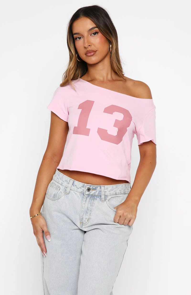 Whenever You're Ready Off Shoulder Relaxed Tee Pink