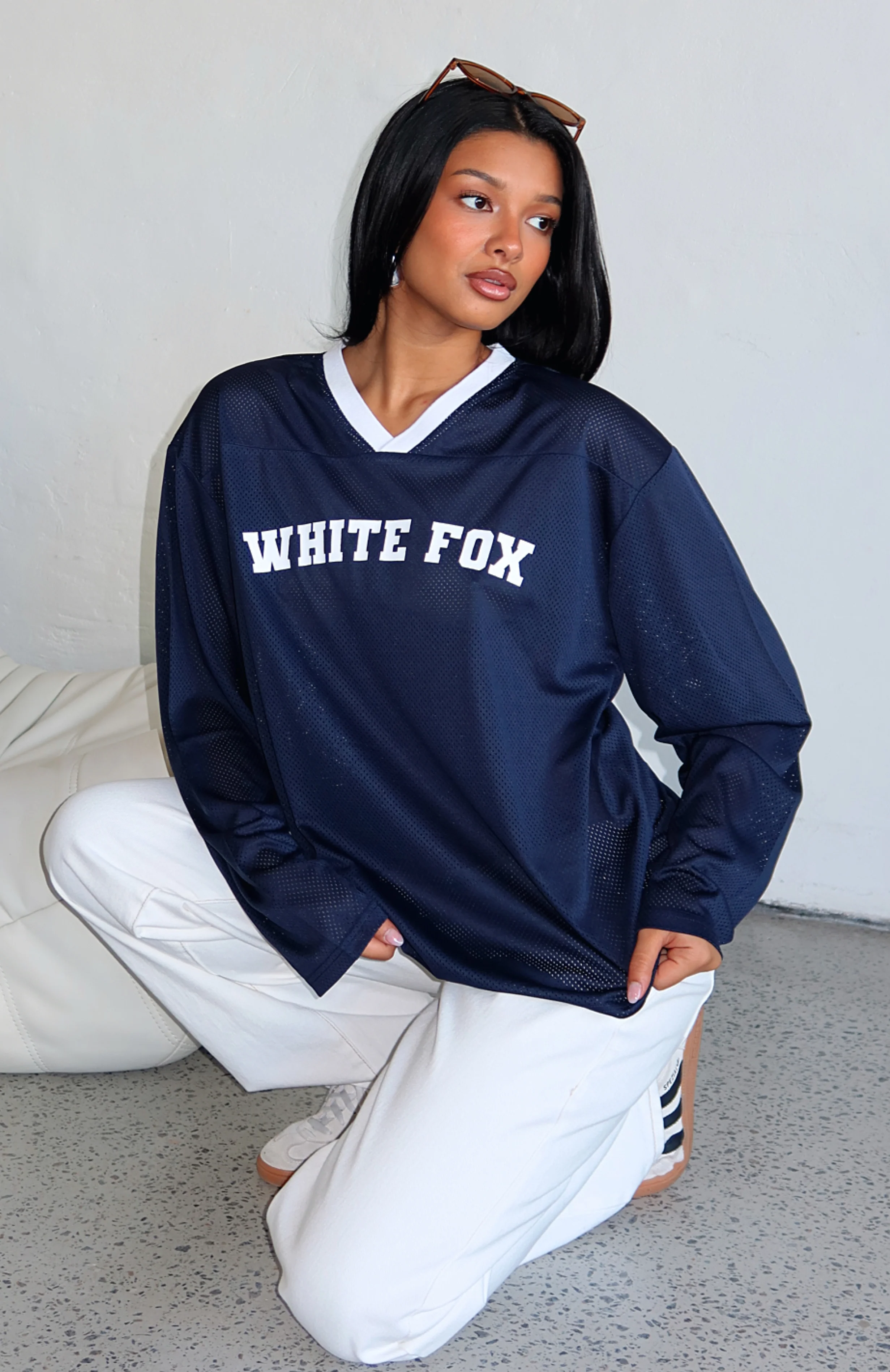 Ahead Of Schedule Long Sleeve Oversized Jersey Navy