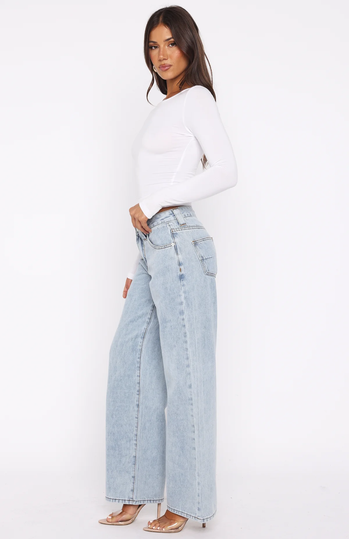 Clarissa Low Rise Wide Leg Jeans Mid Blue