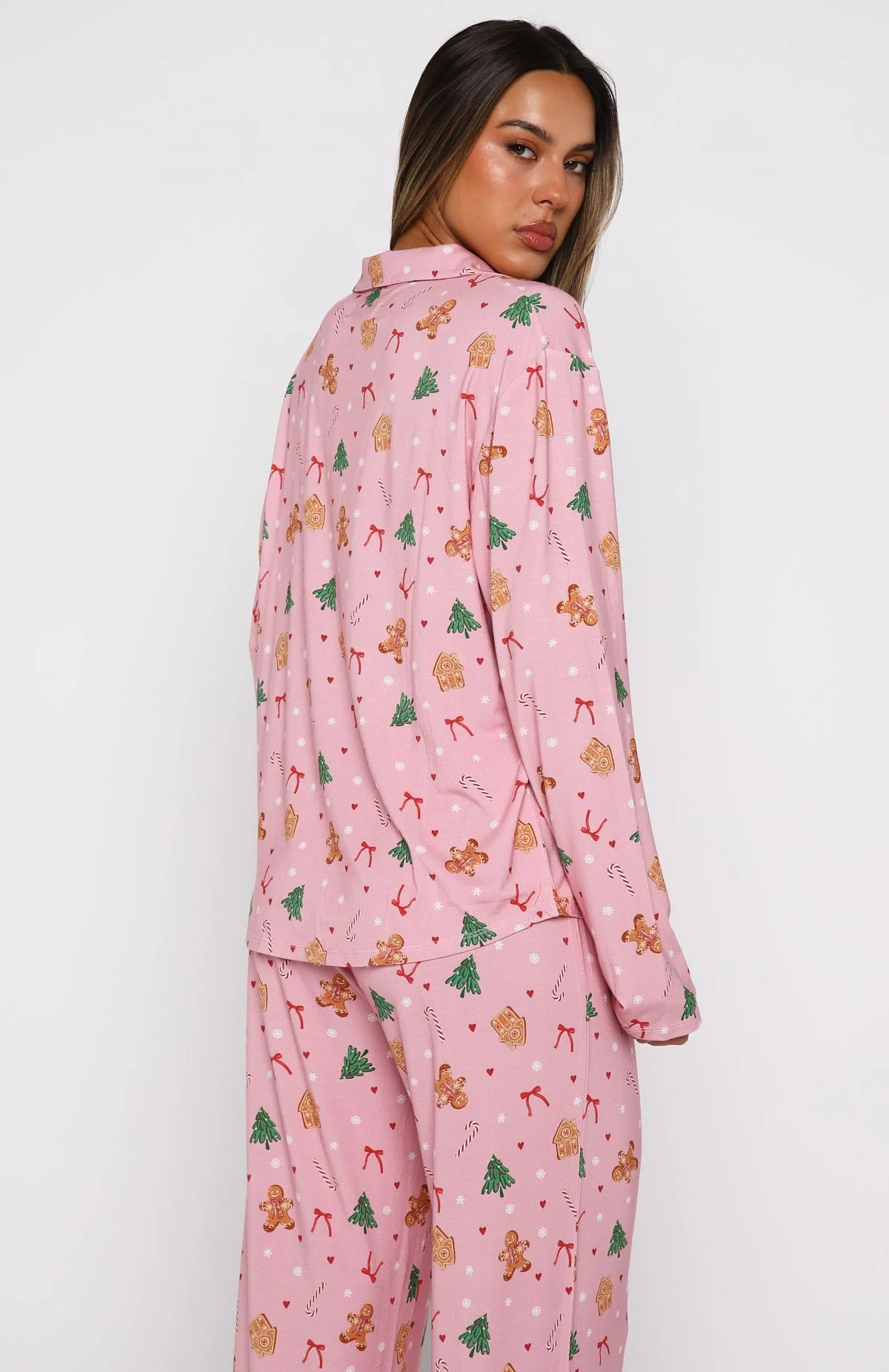 Pillow Talk Printed Long Sleeve Pyjama Set Candy Kiss