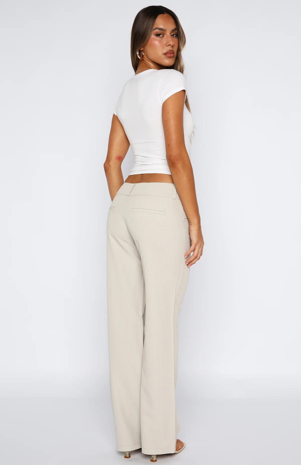 Claim You As Mine Pants Beige Pinstripe