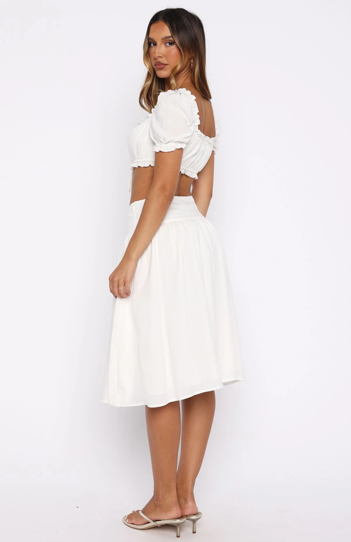 Tender Moments Midi Skirt White