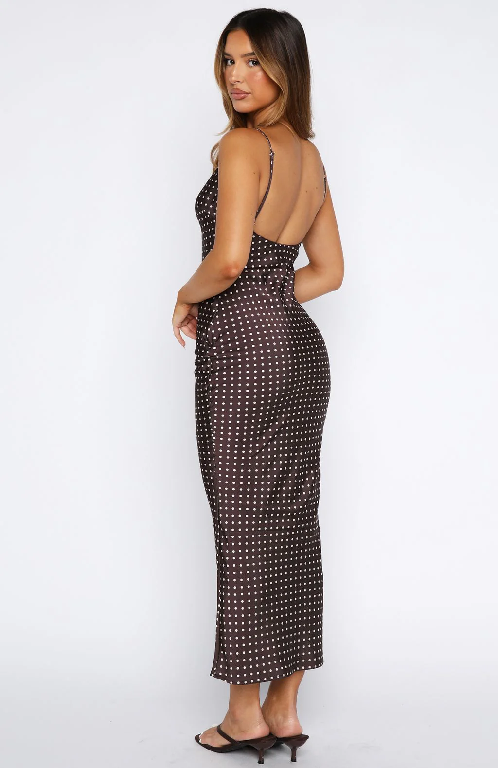 She's For Keeps Maxi Dress Chocolate Polka Dot