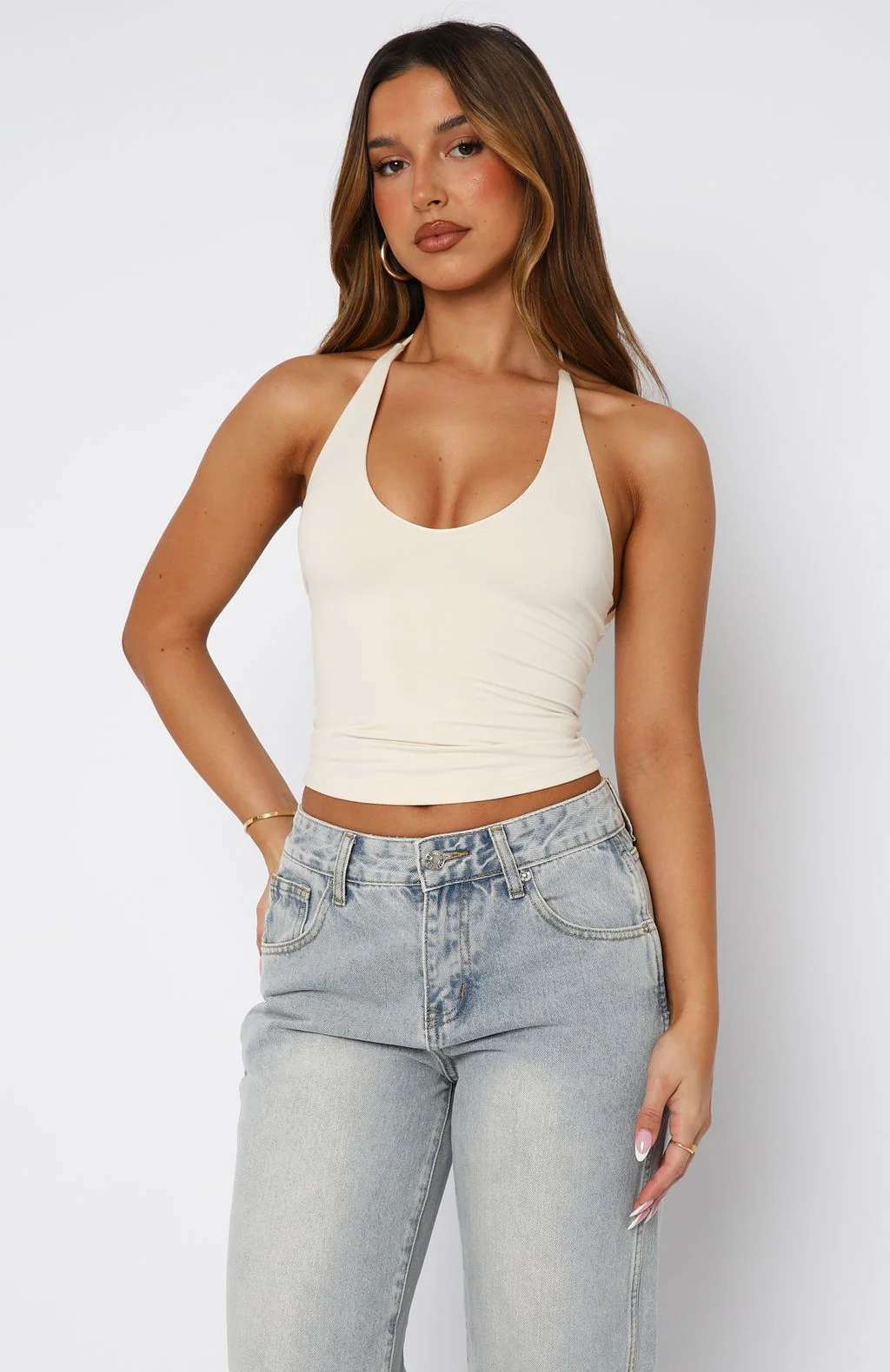 Electric Days Halter Top Bone
