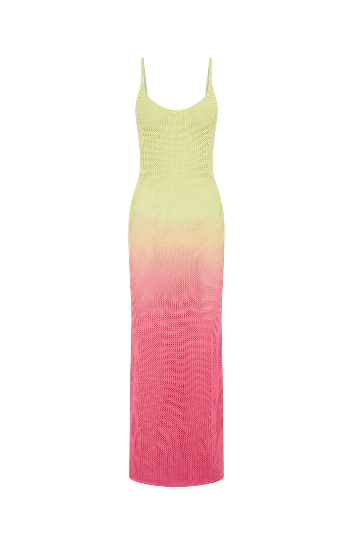Sunshine Soul Crochet Maxi Dress Lemon/Pink Ombre