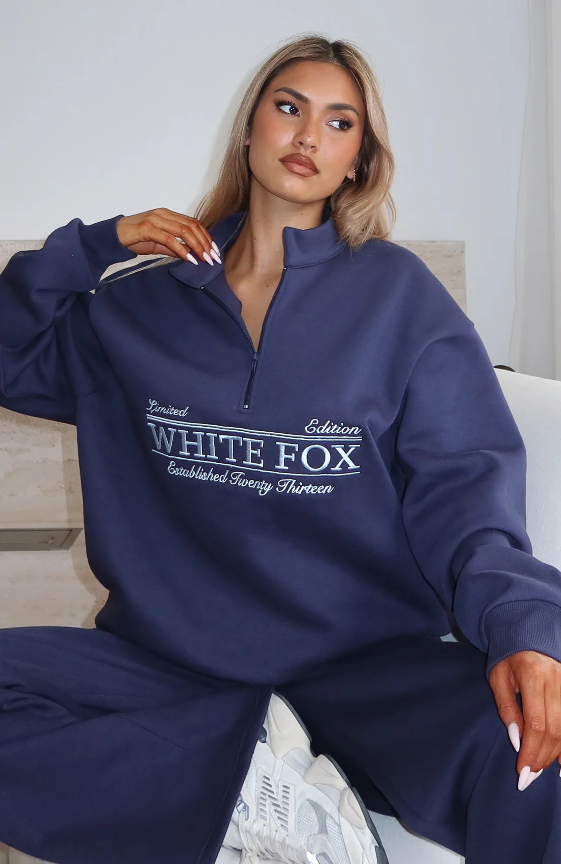 Standing My Ground Zip Front Sweater Navy