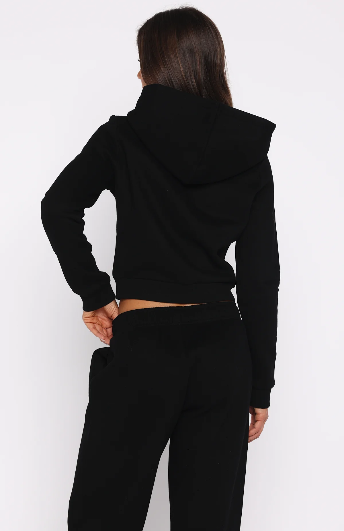 Comfy And Cute Slim Zip Front Hoodie Black