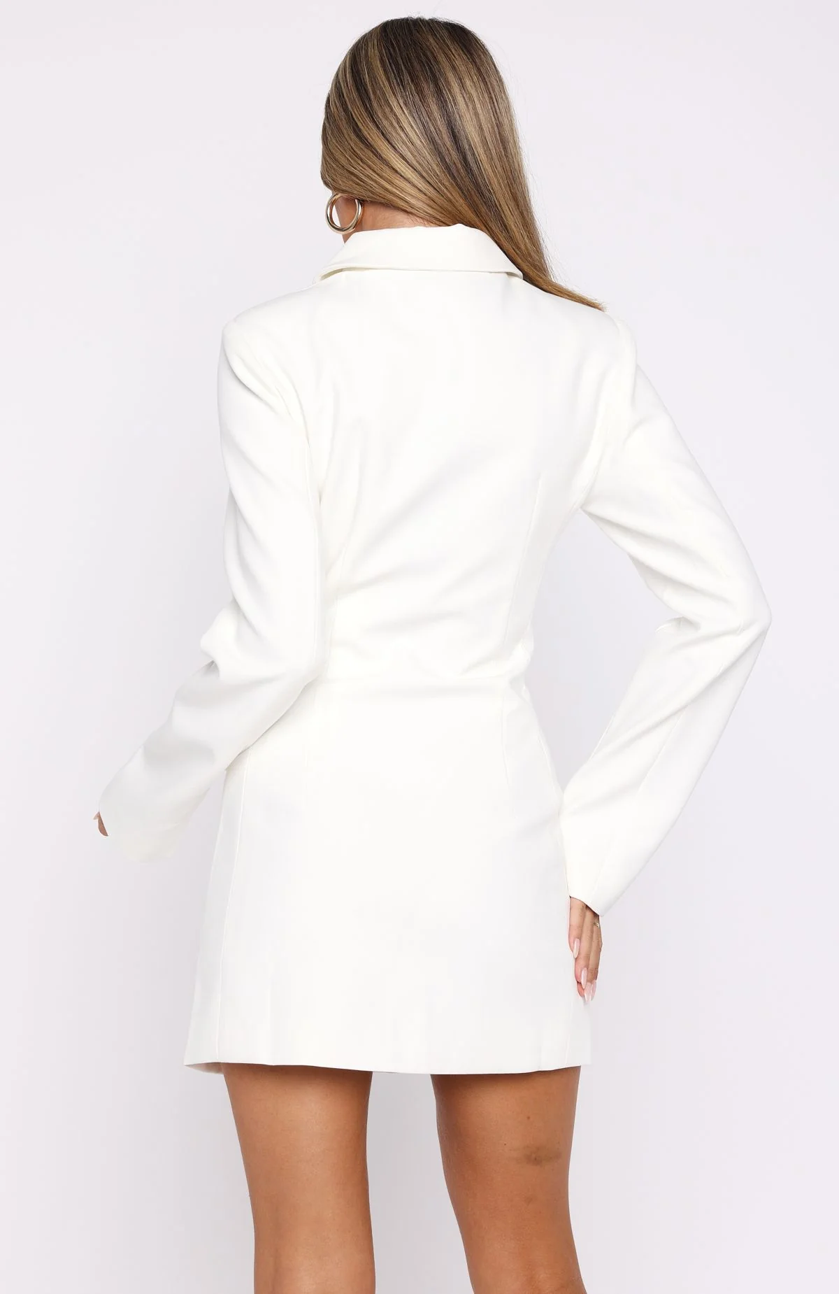 Alpha Femme Long Sleeve Mini Dress White