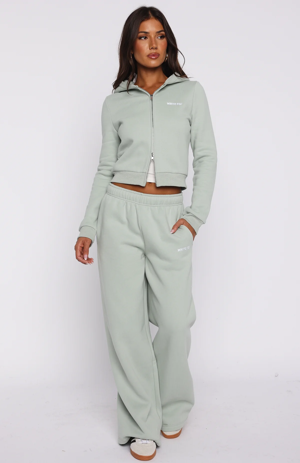 Comfy And Cute Slim Zip Front Hoodie Seafoam