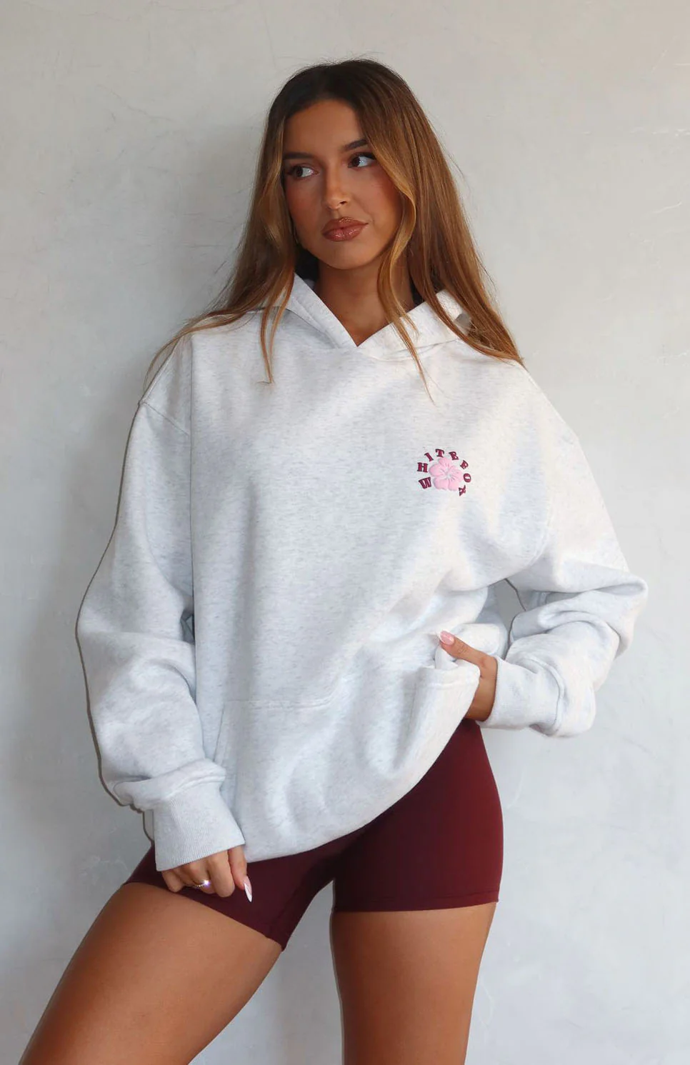 Keep Blooming Oversized Hoodie Grey Marle