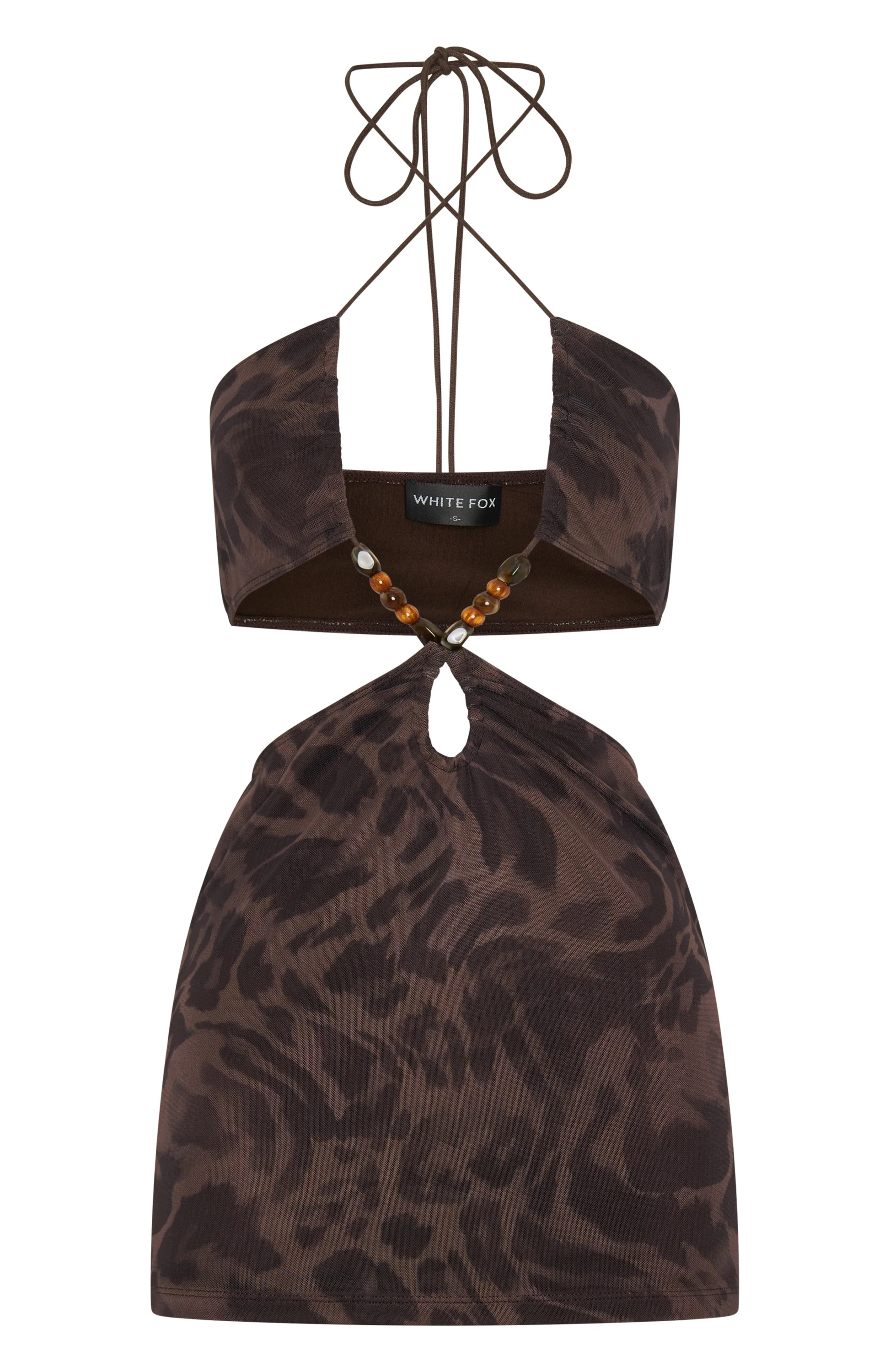 Snap Out Of It Printed Mesh Mini Dress Espresso