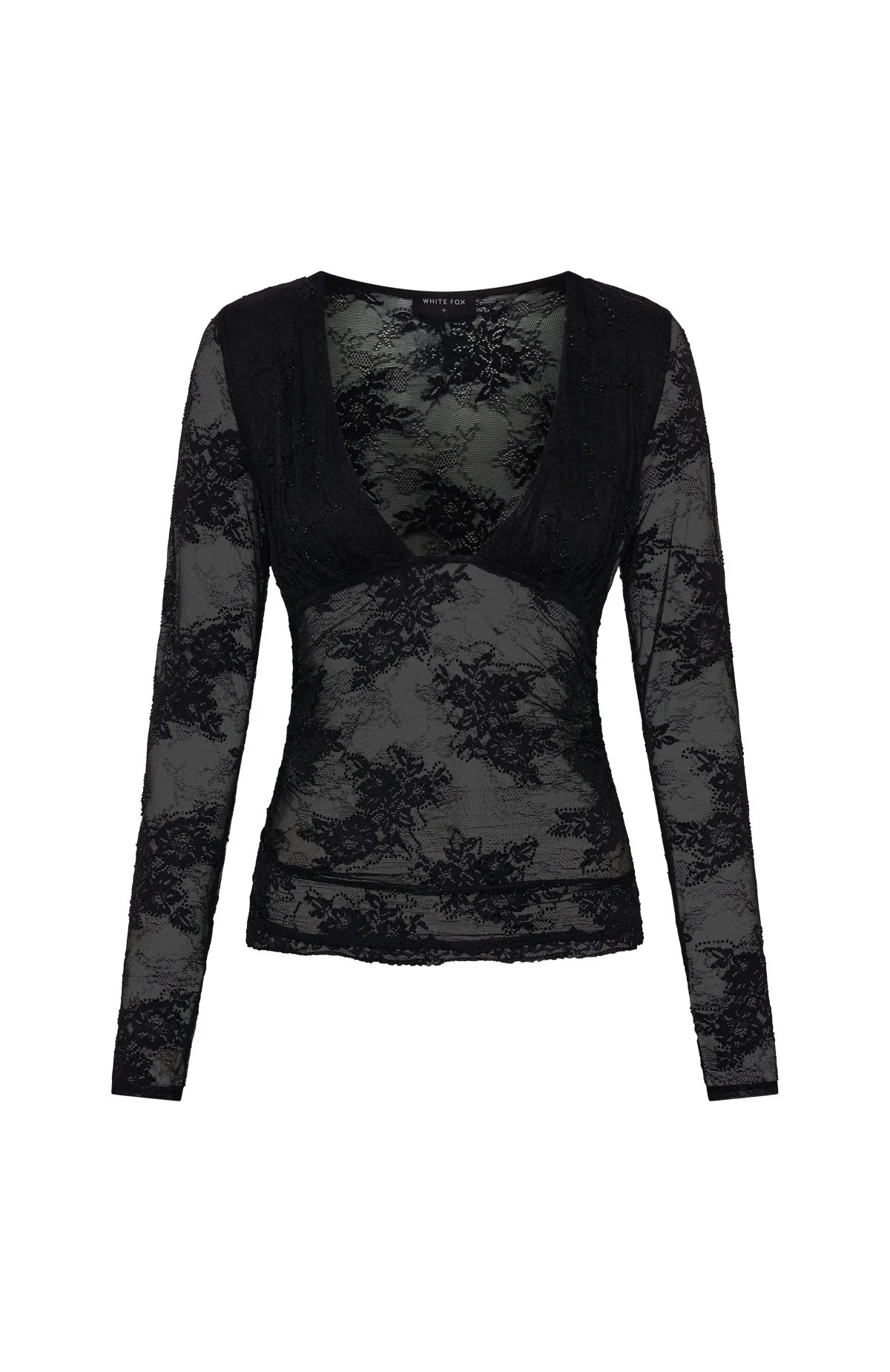 Always Stay Embellished Lace Long Sleeve Top Black