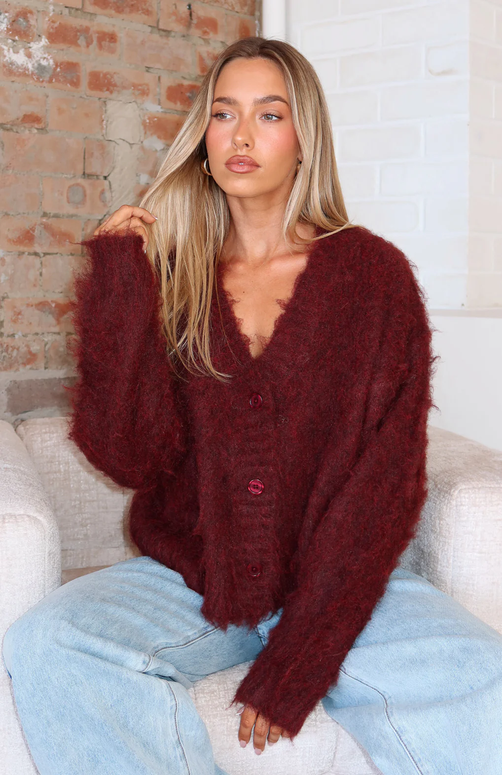 Cozy Vibes Knit Cardigan Bordeaux