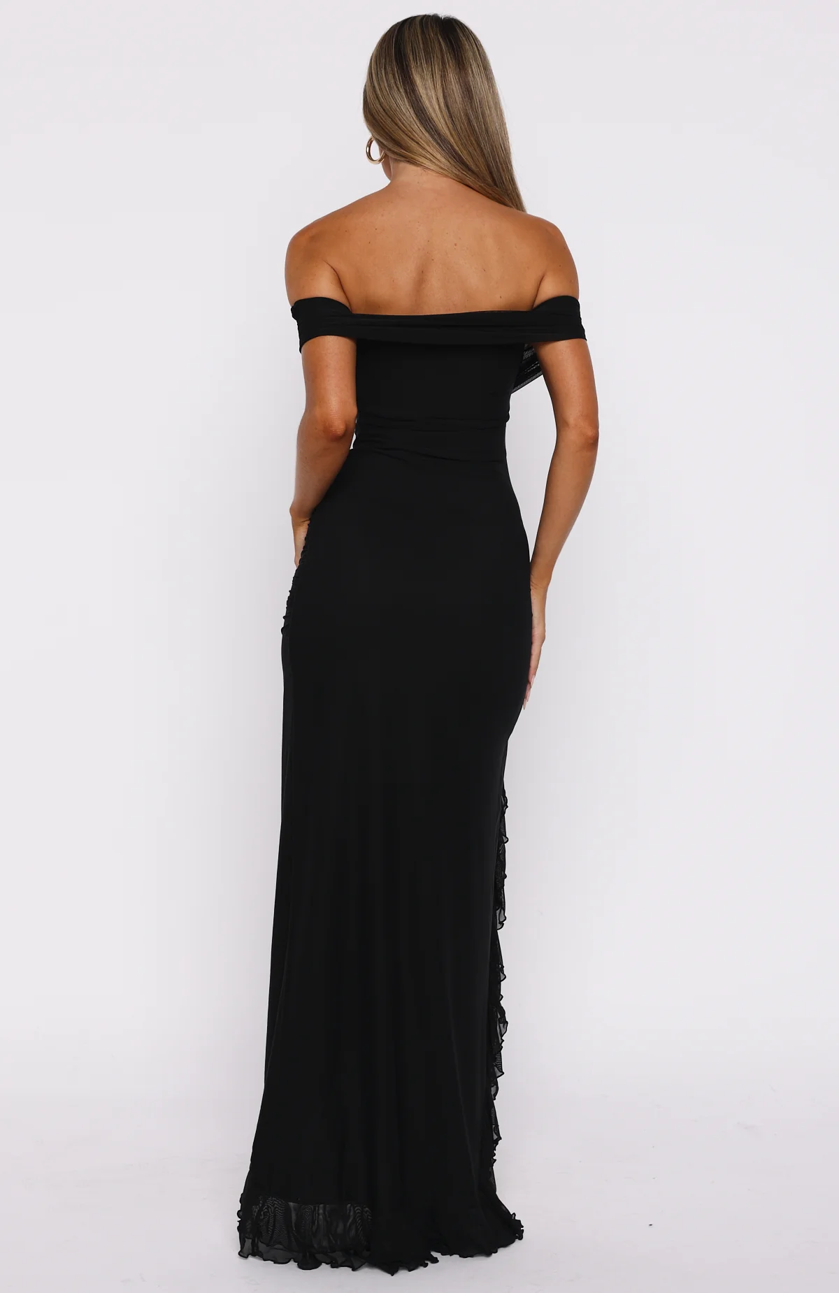 Icon In Motion Off Shoulder Maxi Dress Black