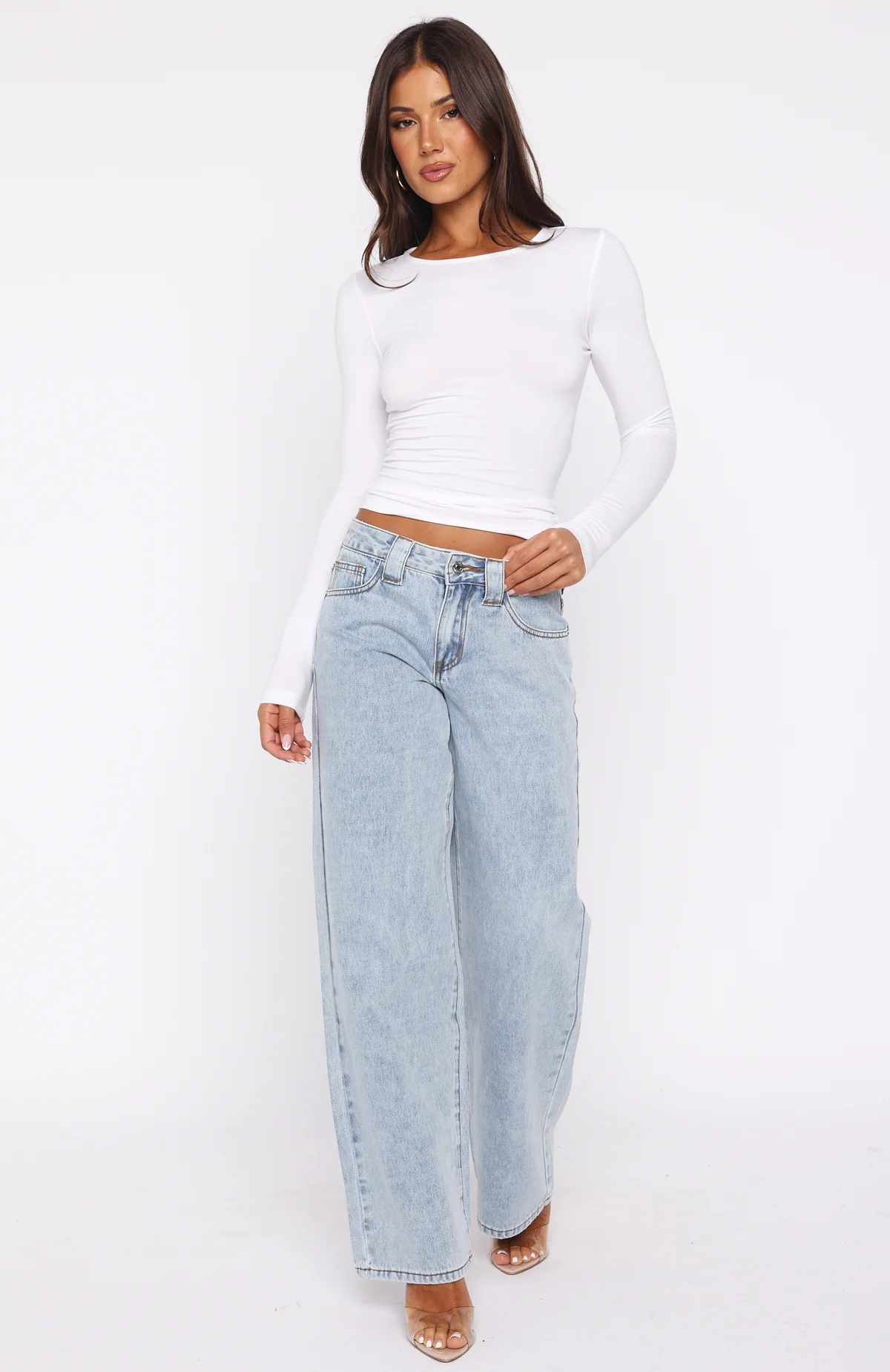 Clarissa Low Rise Wide Leg Jeans Mid Blue