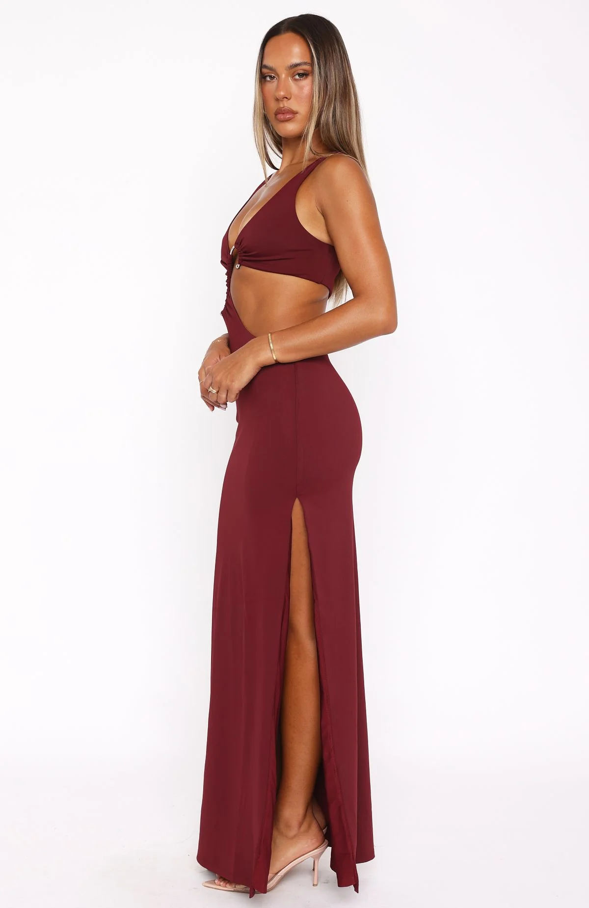 It Feels Wrong Maxi Dress Burgundy