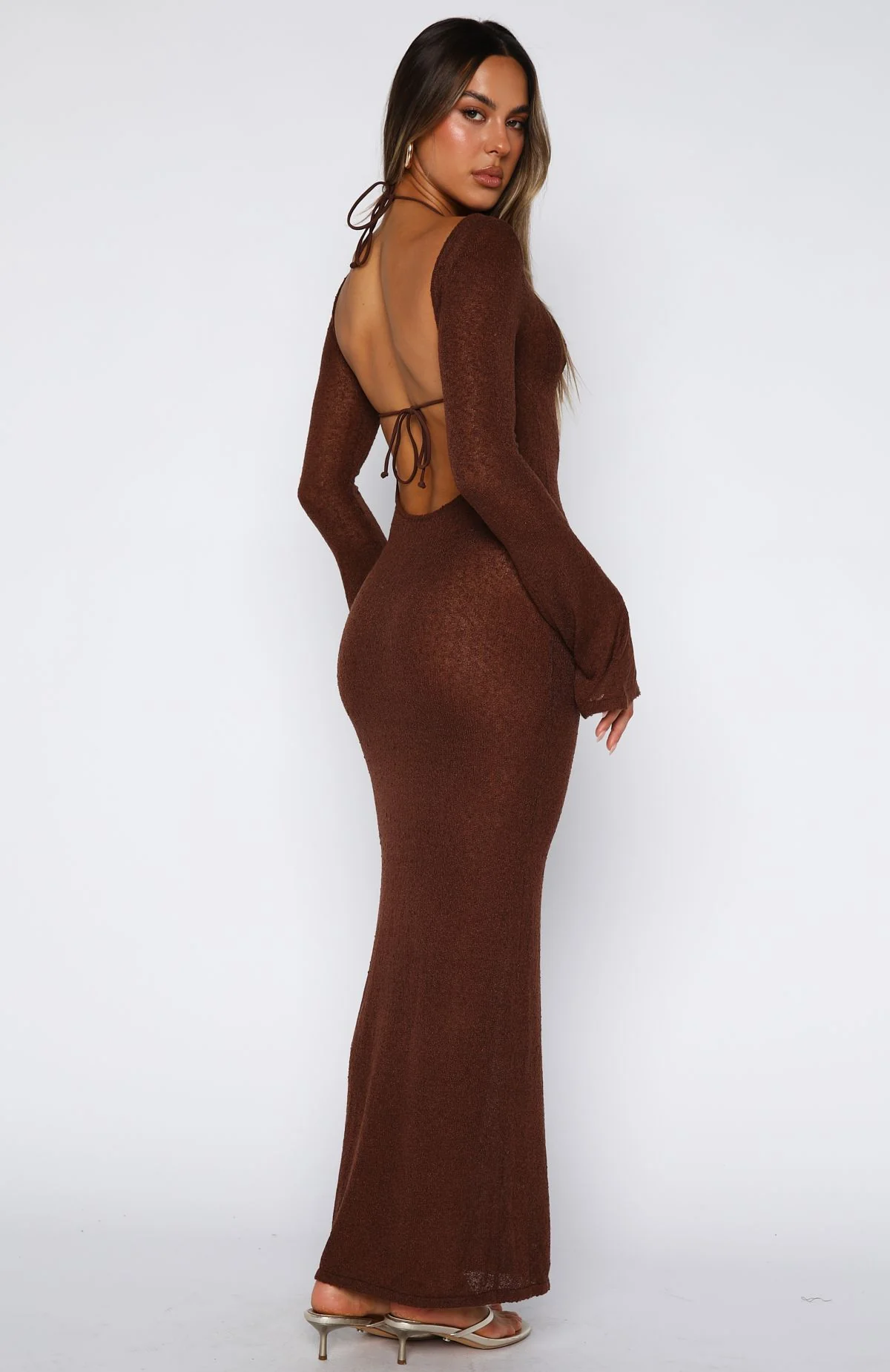 Malta Mermaids Long Sleeve Maxi Dress Chocolate