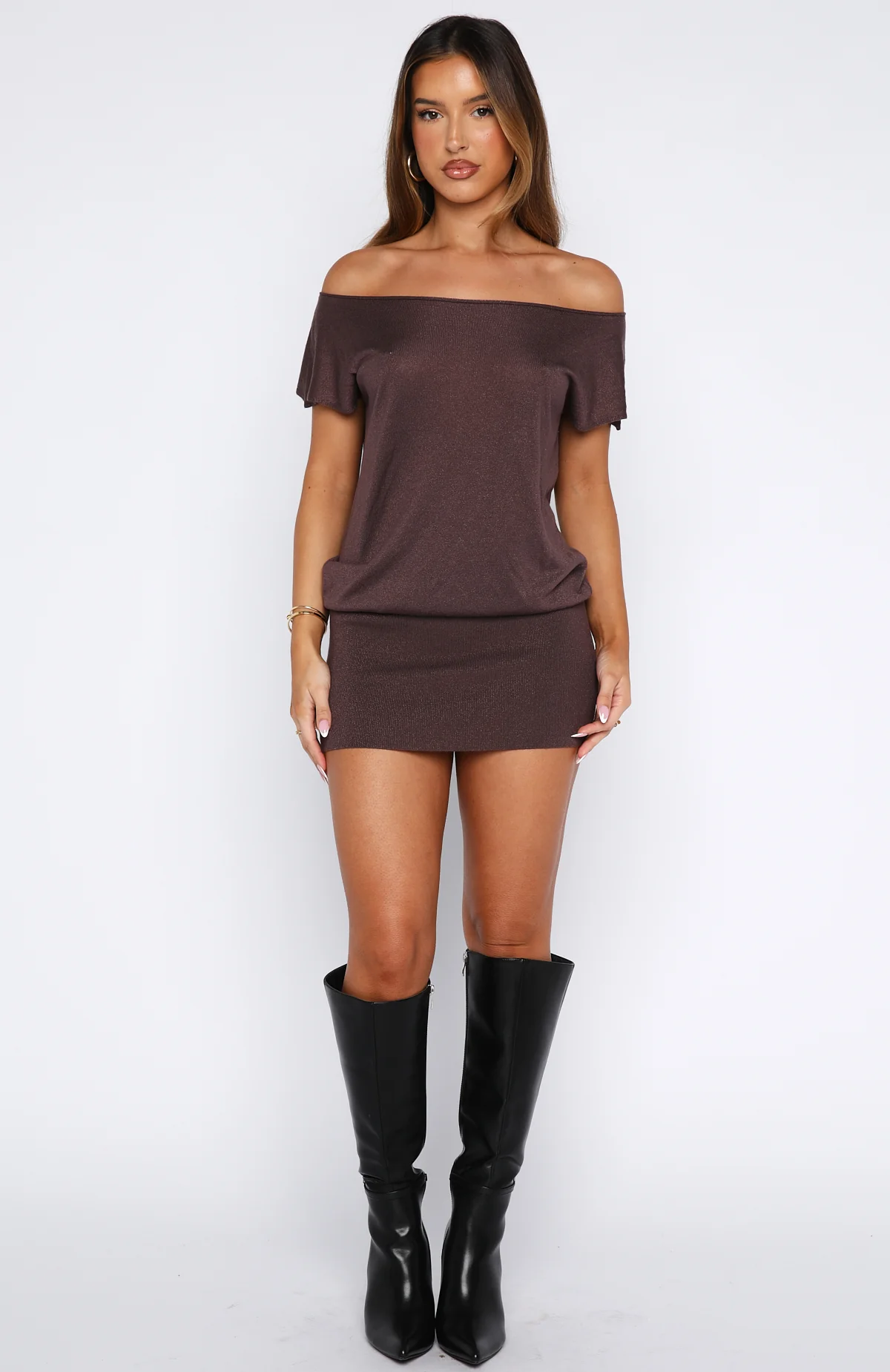 Following My Instincts Mini Dress Chocolate