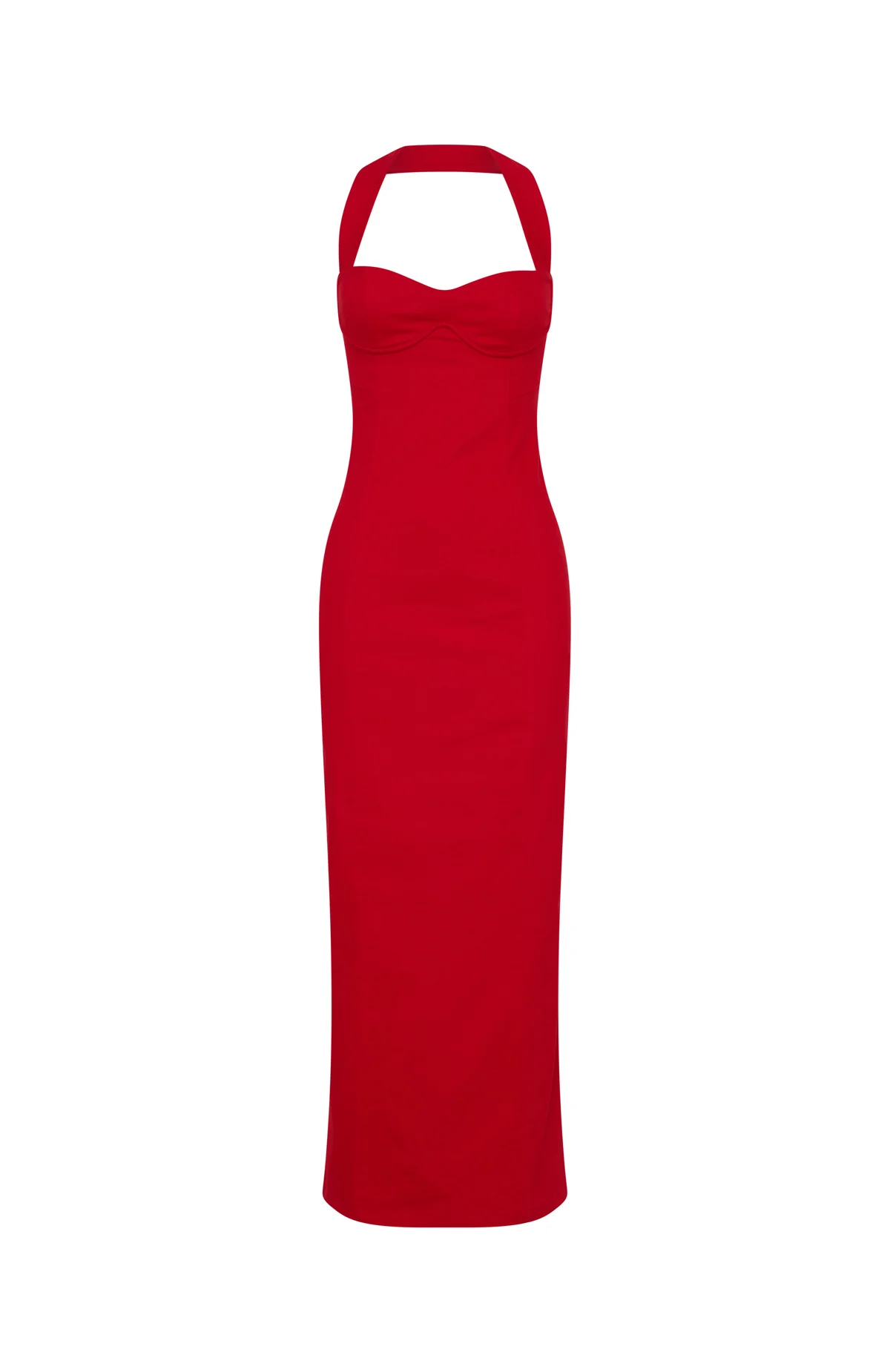 Champagne High Halter Maxi Dress Red