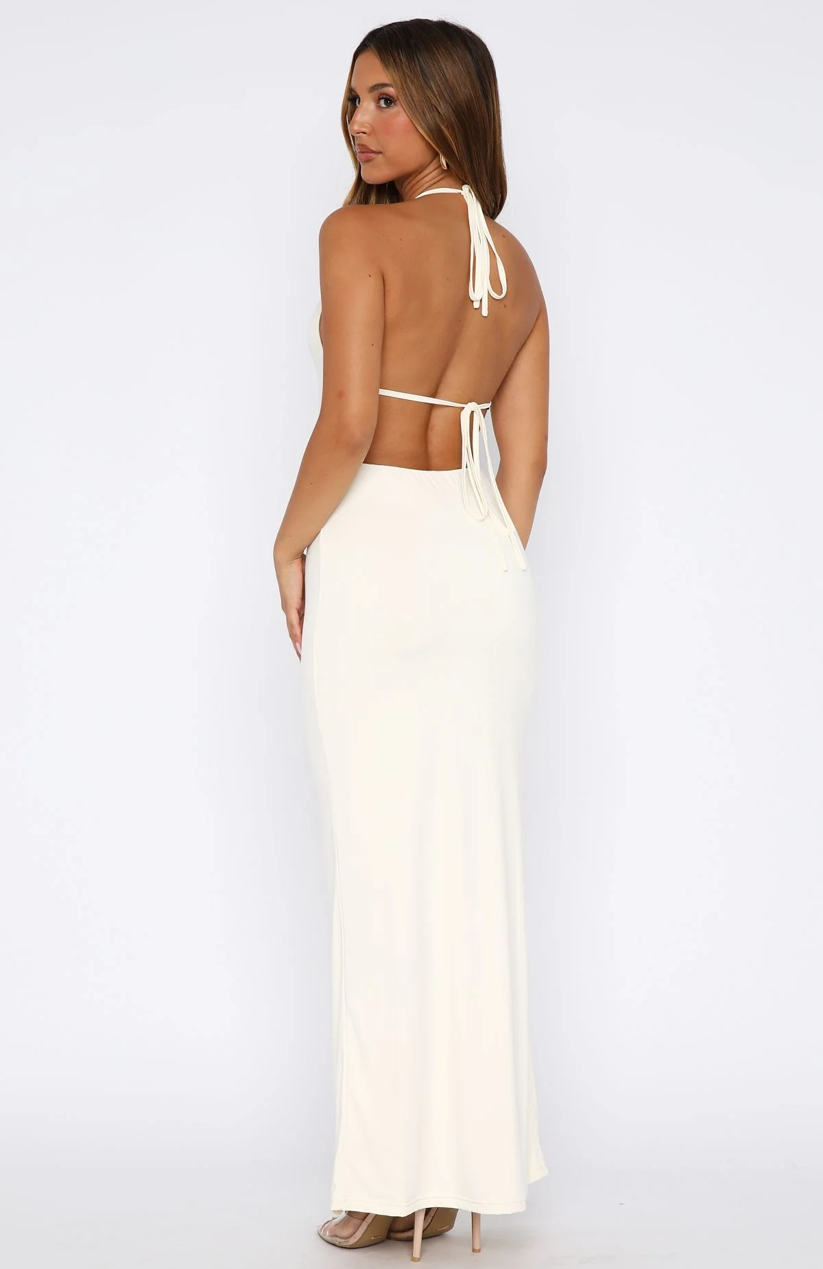 Set It Straight Halter Maxi Dress Cream